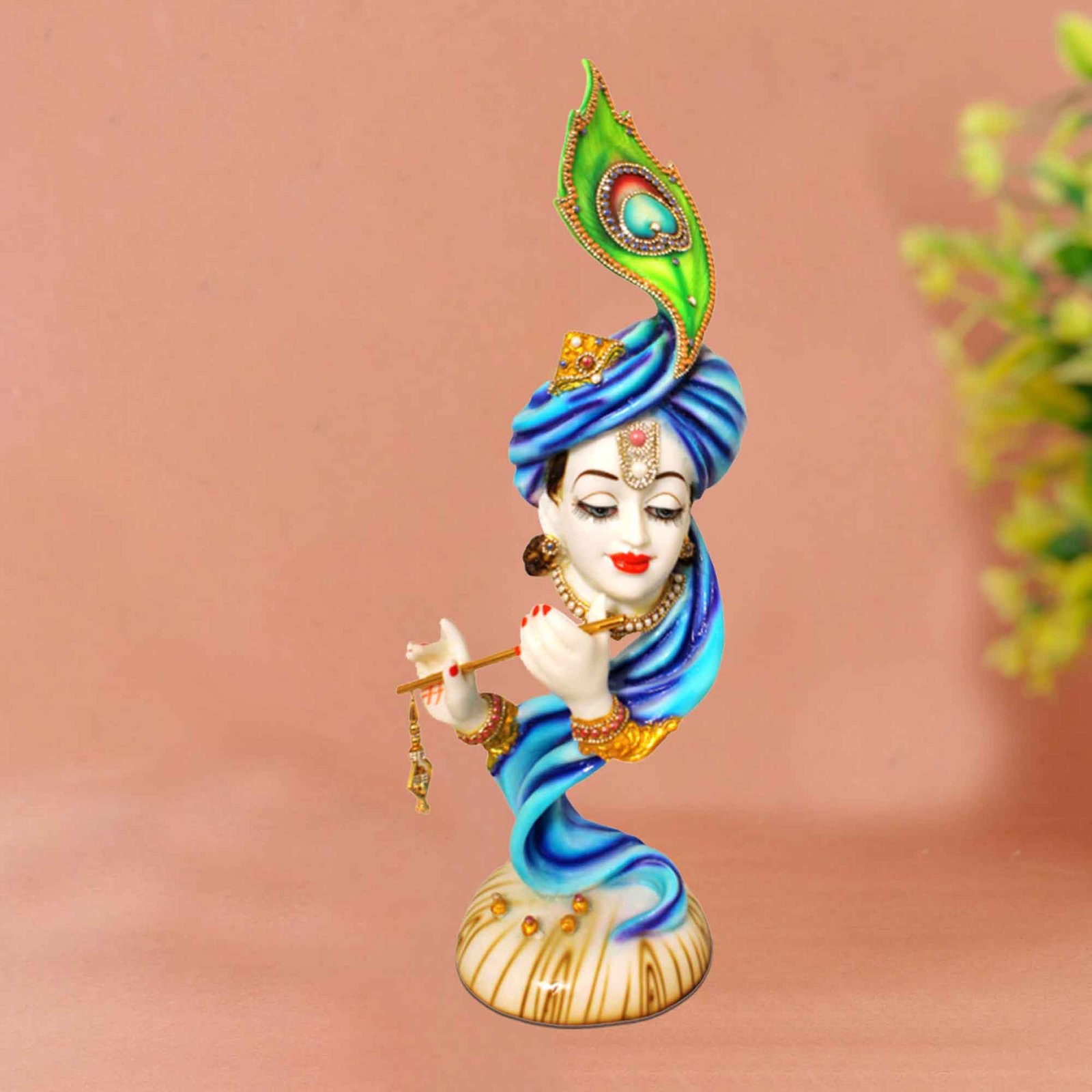 Pankh Krishna showpiece for home decor living room Marble Look Jewellery Decorated 57 cm G57GX1440WNCGZ