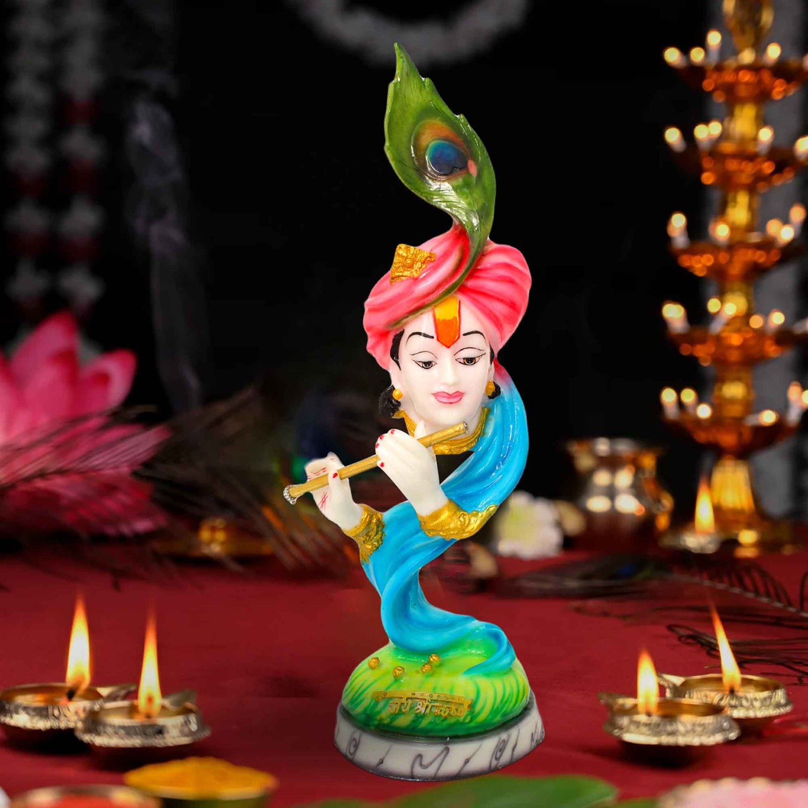Pankh Krishna idols for home decoration Marble Look 57 cm G57GX1440WRCGX