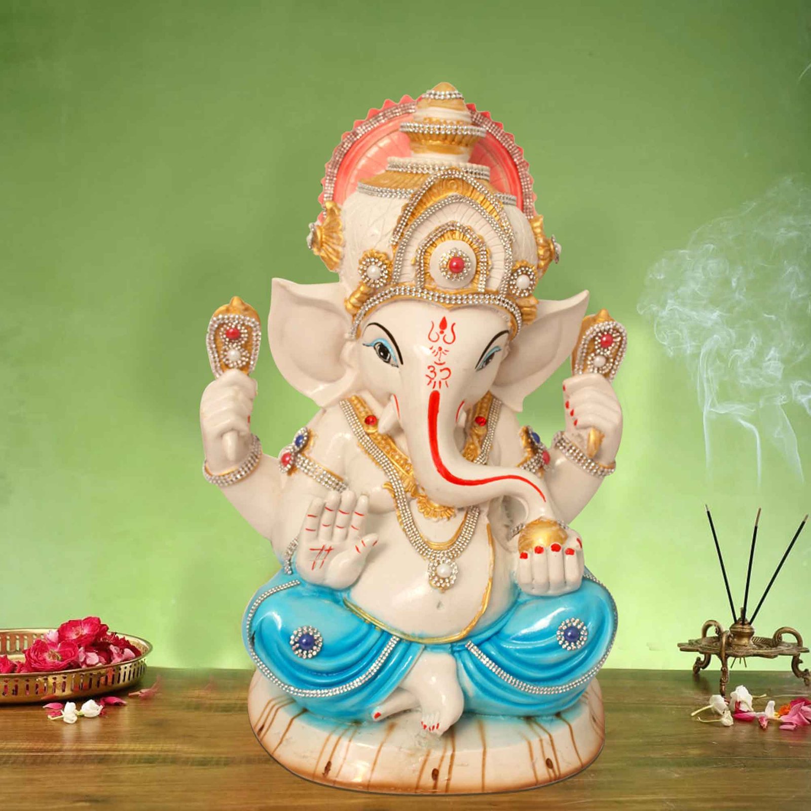 Royal Ganesha artifacts for mandir Jewellery Decorated 39 cm G57GX1442WNLGZ