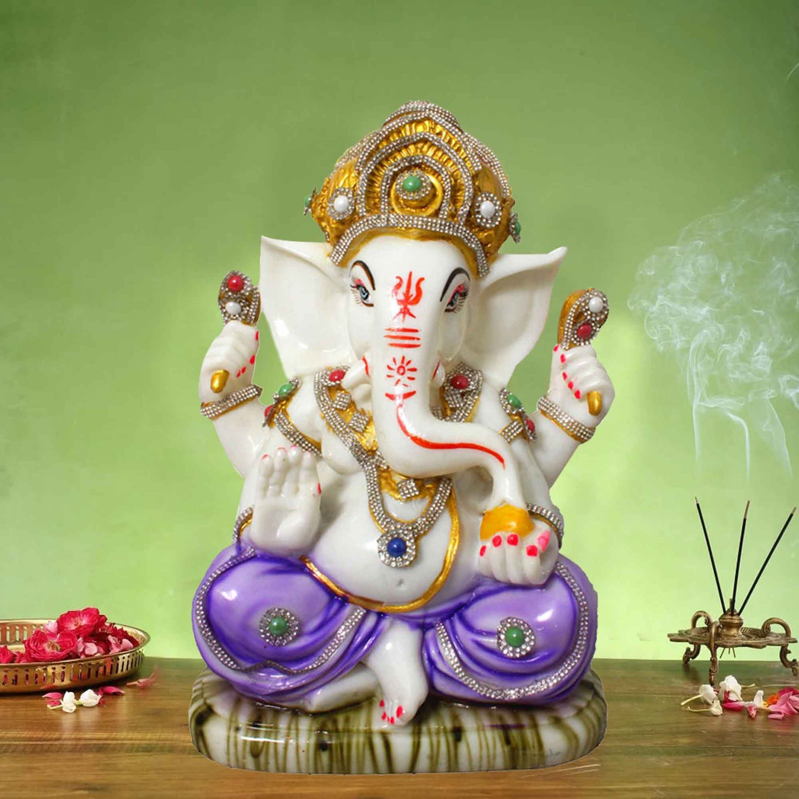 Handicraft Mukut Ganesha gift items for home decor Marble Look Jewellery Decorated 32 cm G57GX1443WJCGZ