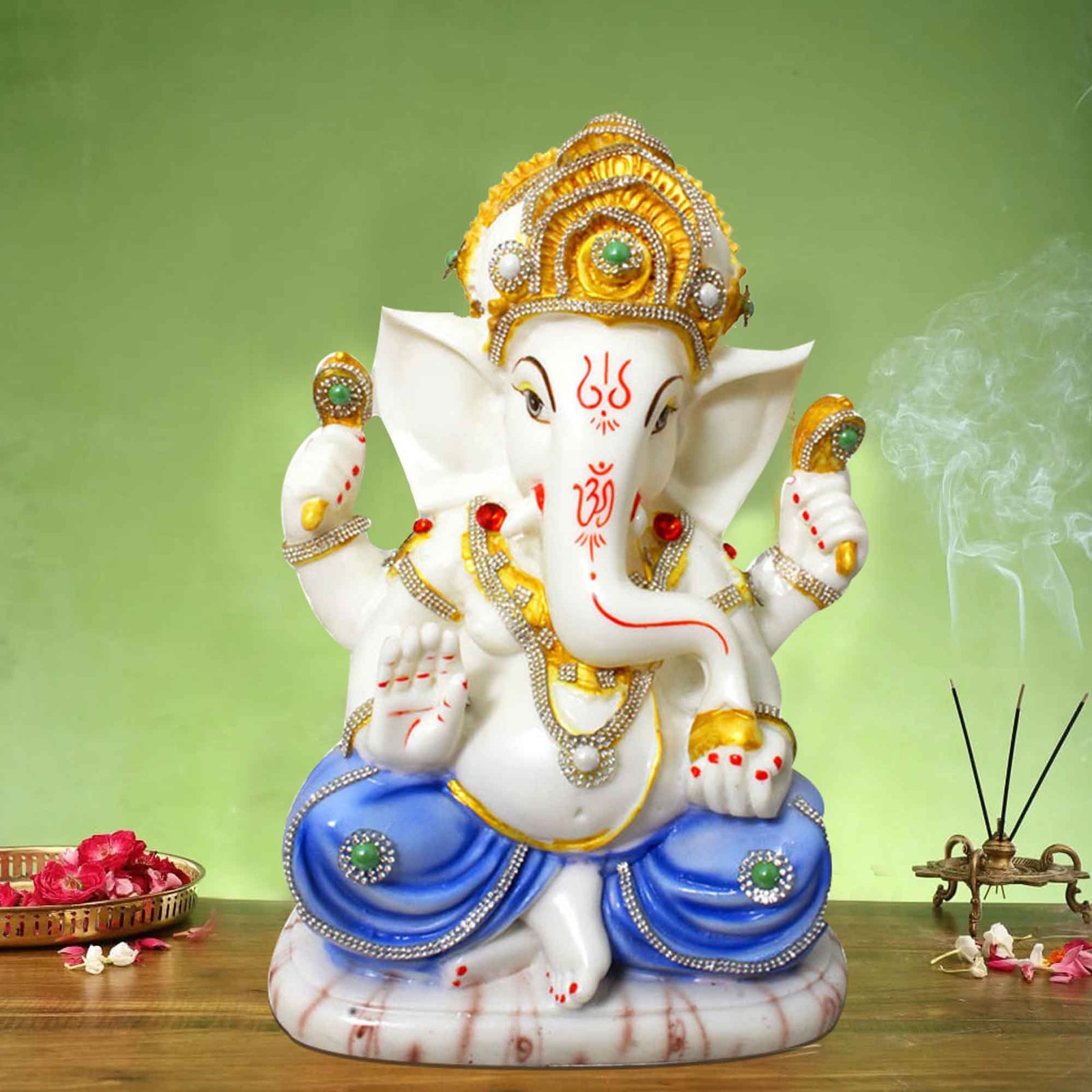 Handicraft Mukut Ganesha figures for gift Jewellery Decorated 32 cm G57GX1443WNLGZ
