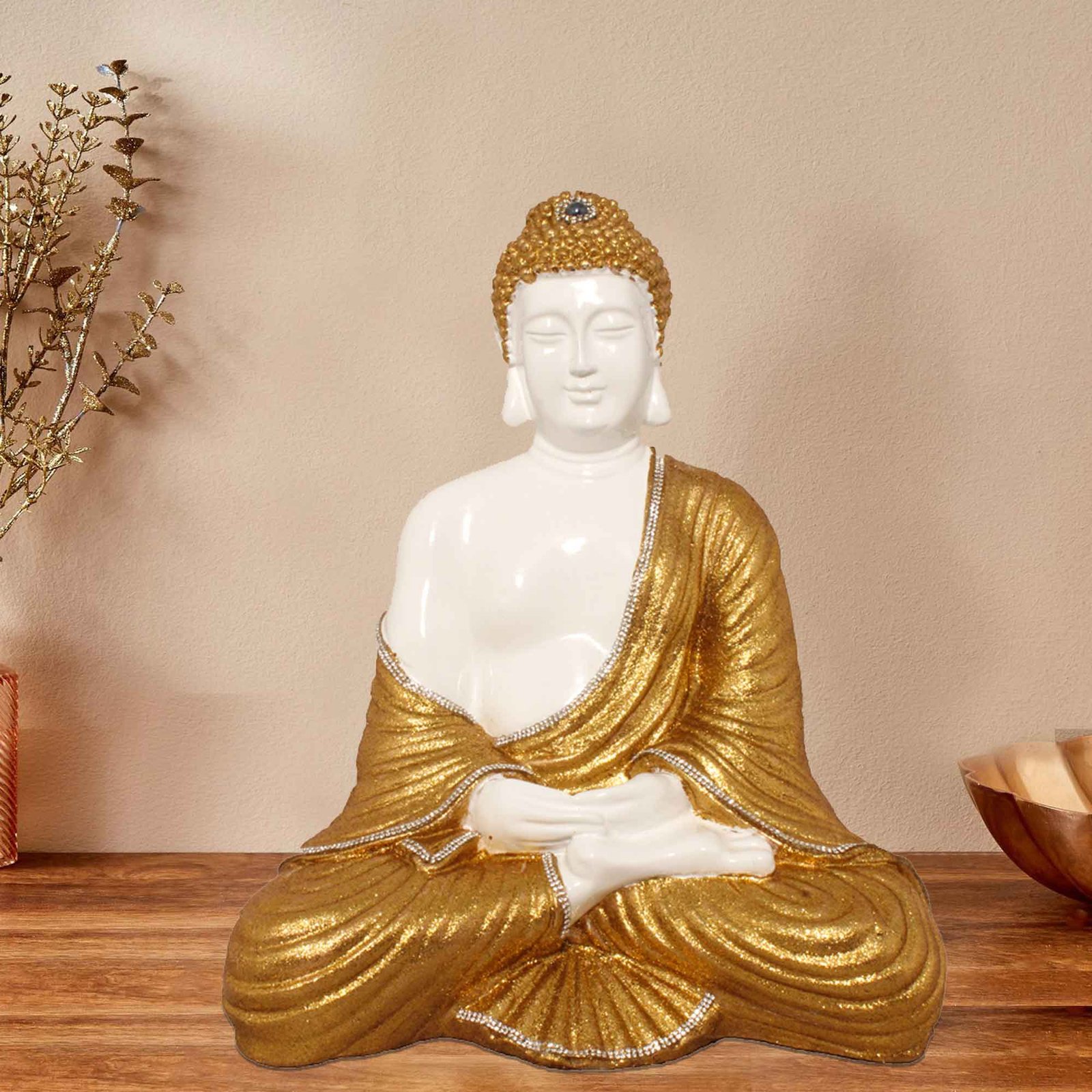 Dhyan Gautam Buddha figurines for home decoration Glitter Finish Jewellery Decorated 36 cm G57GX1465WGGGZ