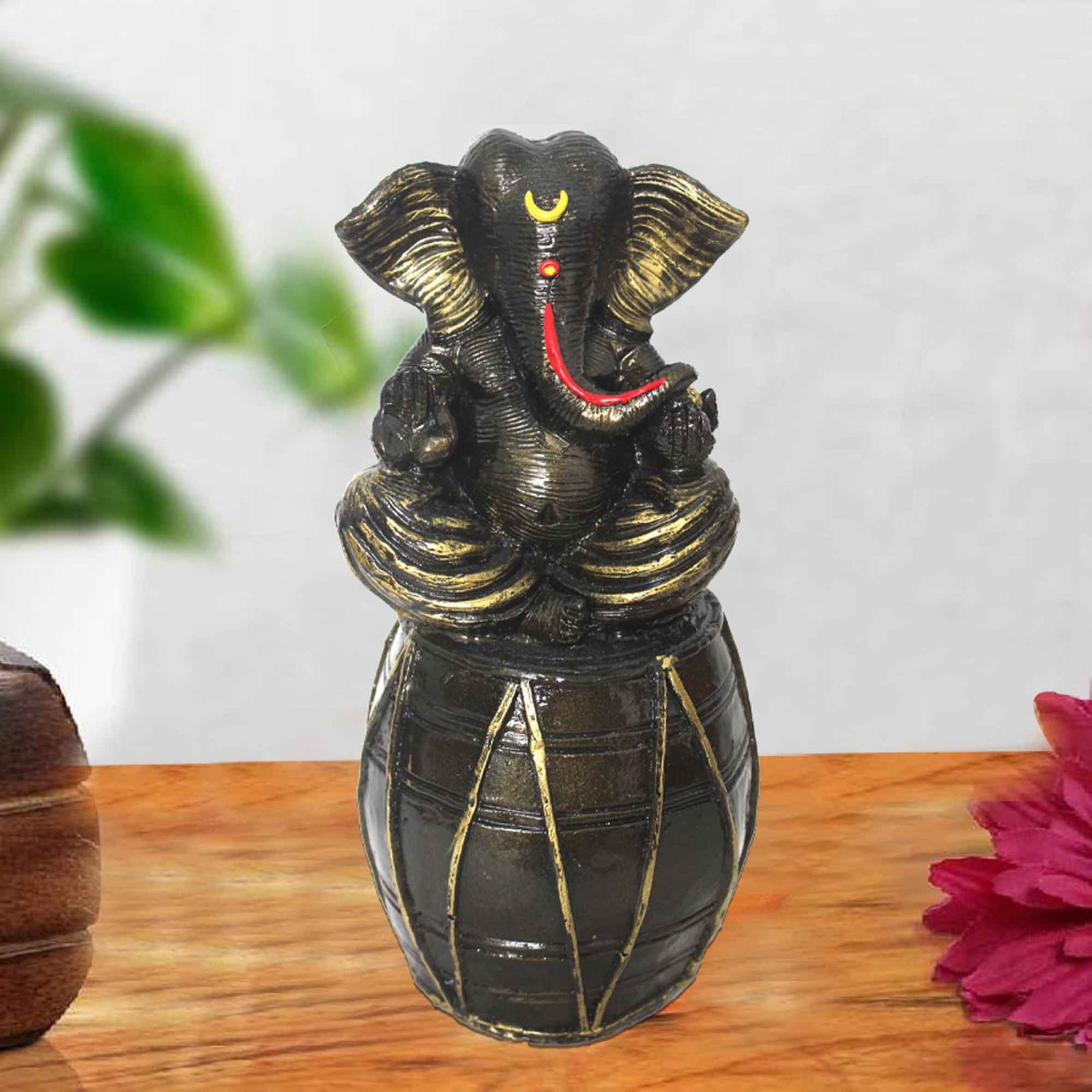 Lord Dholak Ganesha artifacts for gifts Brass Antique Finish 29 cm G57GX1478BBAGX