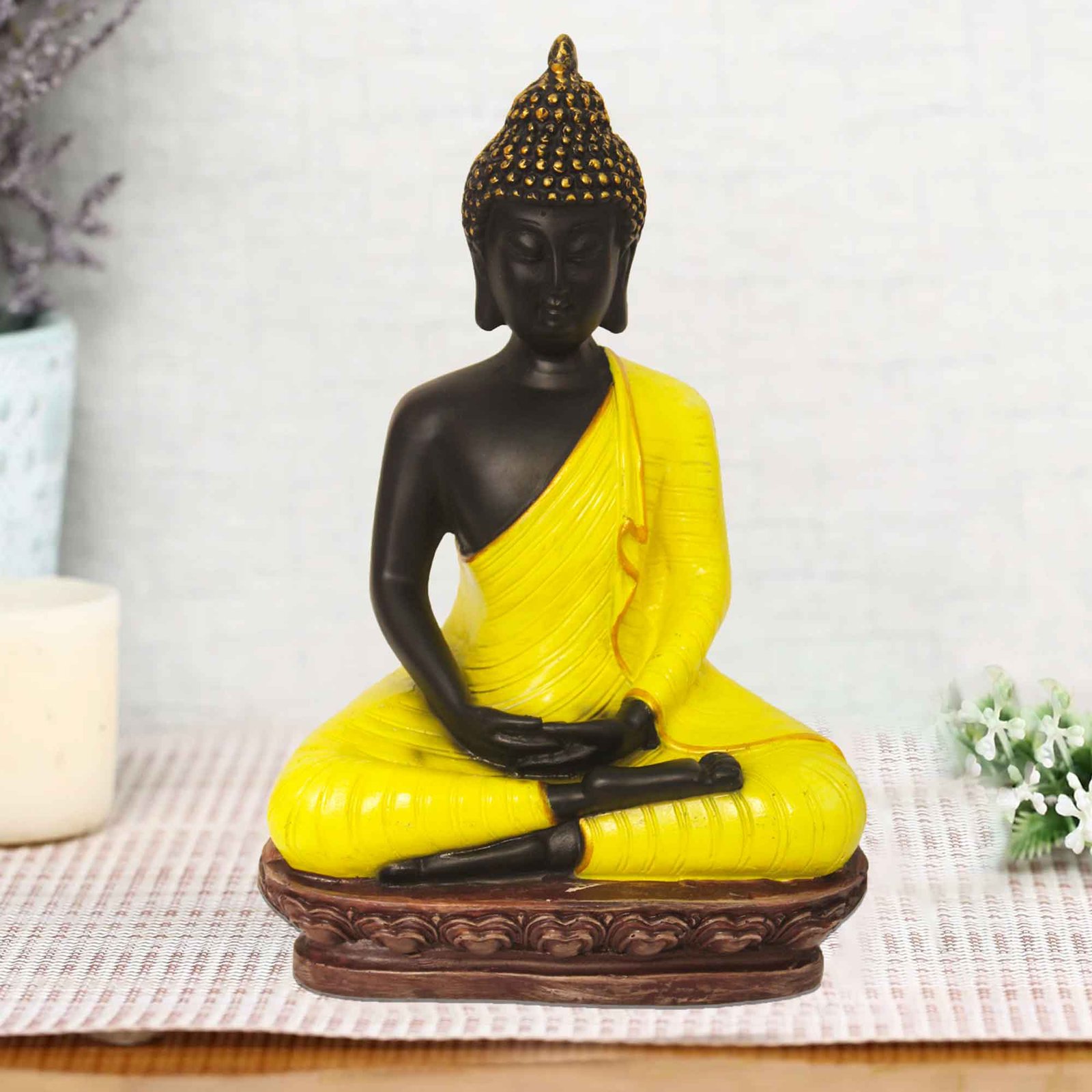 Polyresin Meditating Buddha showpiece for gift Matte Finish 24 cm G57GX1479KYNMX