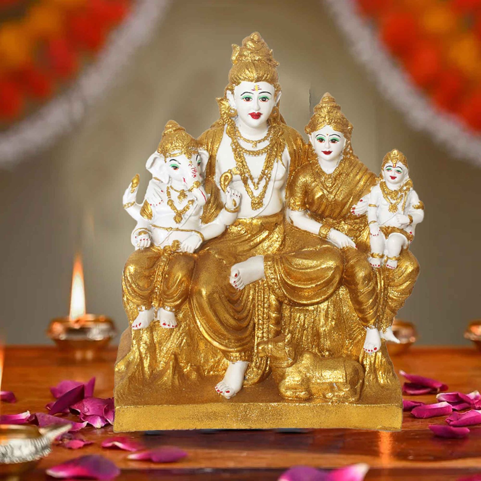 Lord Shiv Parivar showpiece items for gift Glitter Finish 34 cm G57GX1501WGGGX