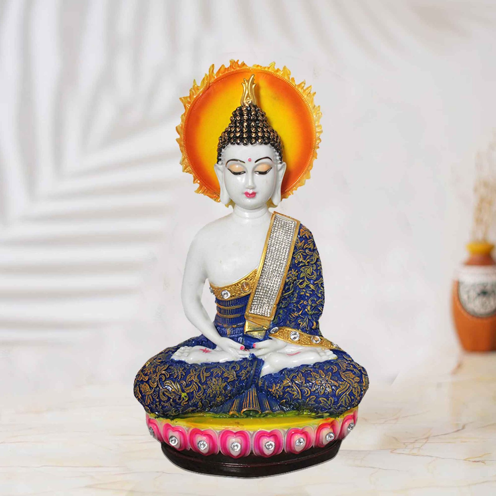 Lord Chakra Buddha statue for gift Marble Look Jewellery Decorated 22 cm G57GX1514WNCGZ