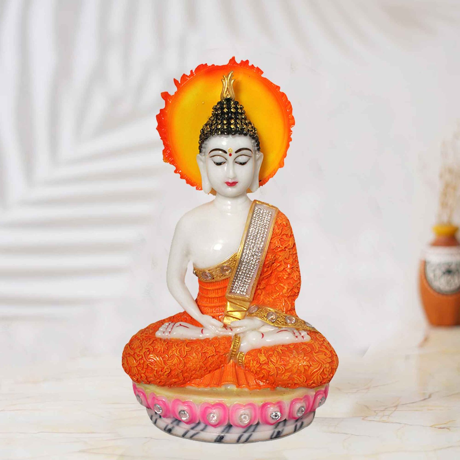 Lord Chakra Buddha statue for living room Marble Look Jewellery Decorated 22 cm G57GX1514WOCGZ
