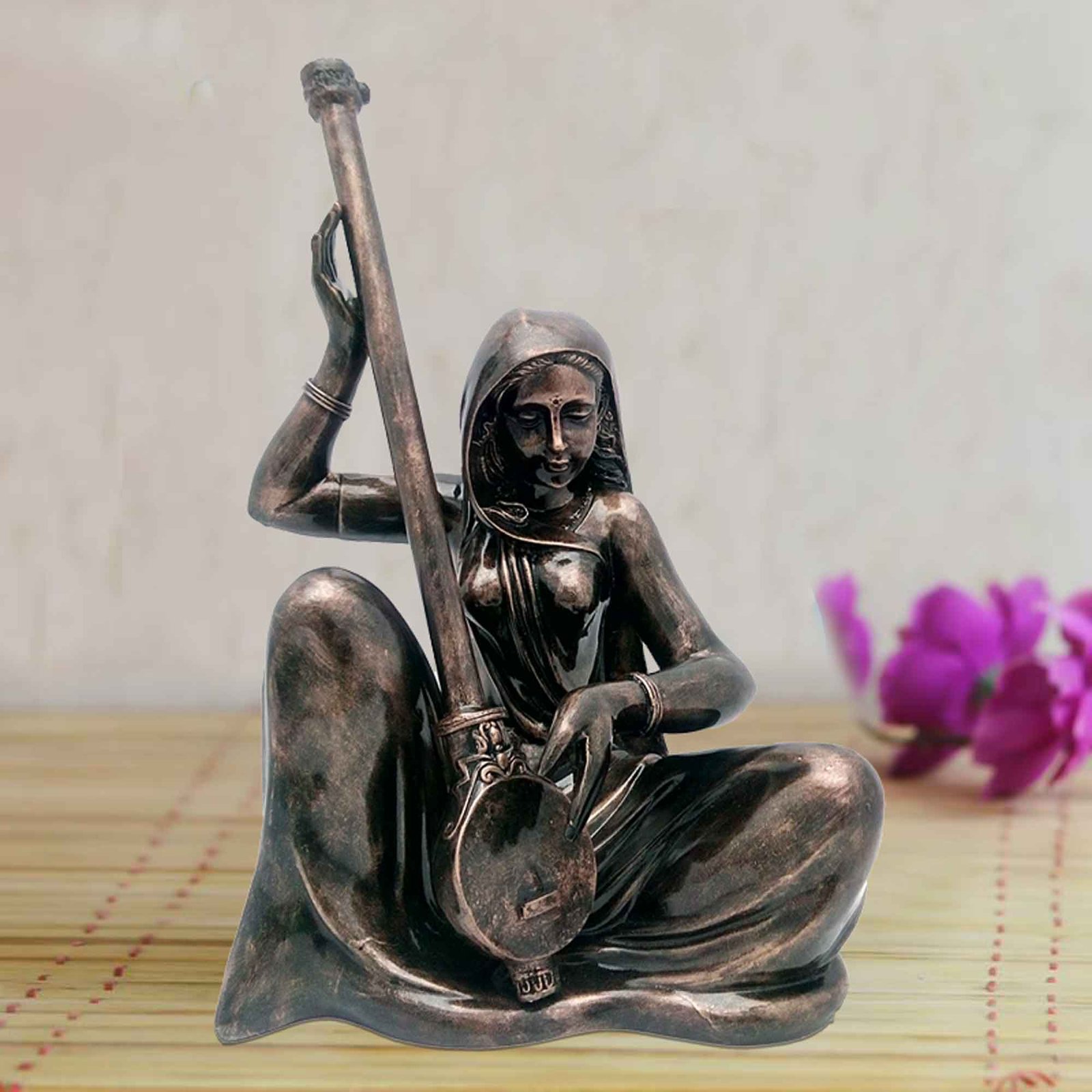 Meera Bai sculpture for tv unit Brass Antique Finish 34 cm G57GX1543BBAGX