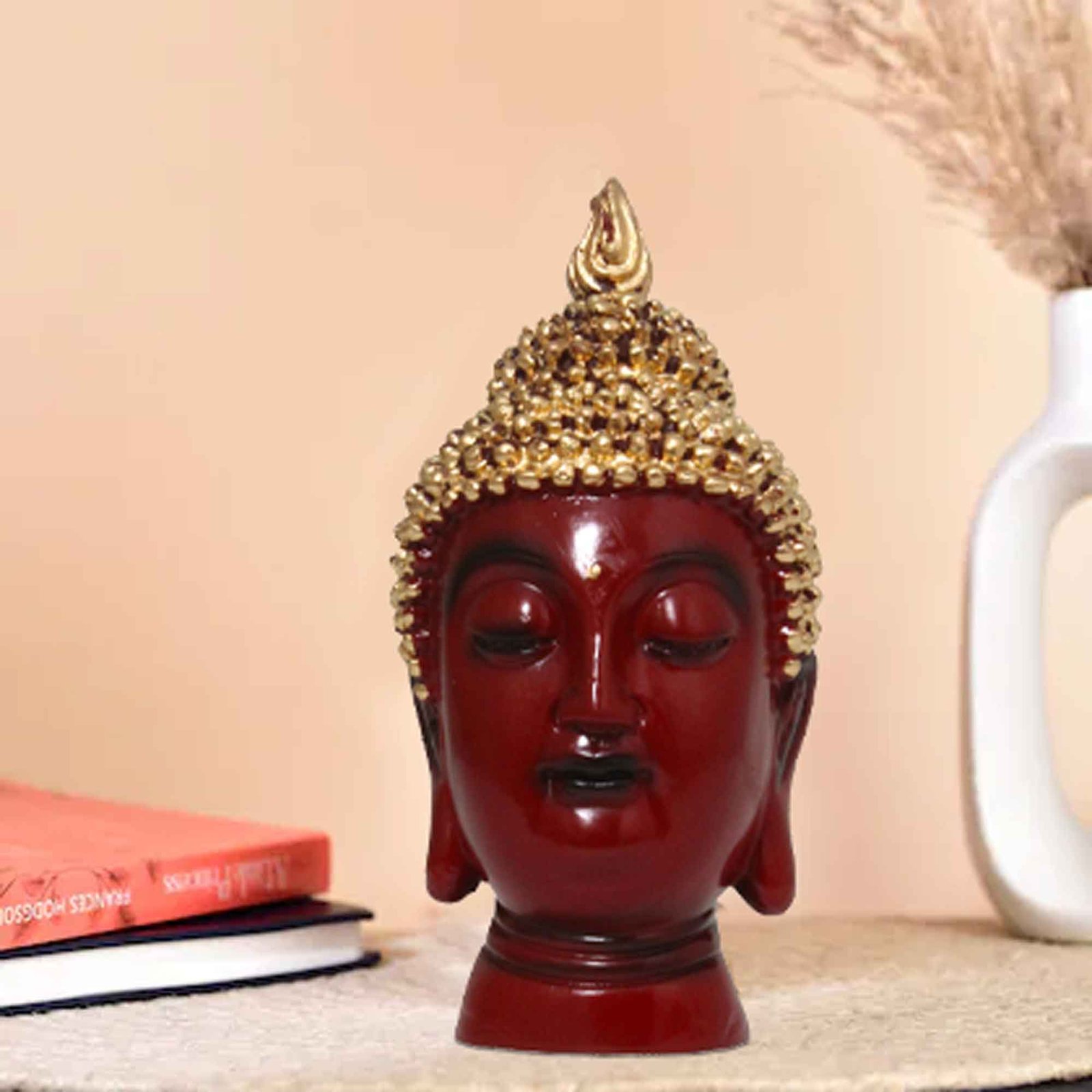 Gautam Buddha Head artifacts for living room Matte Finish 15 cm G57GX1545AGNMX
