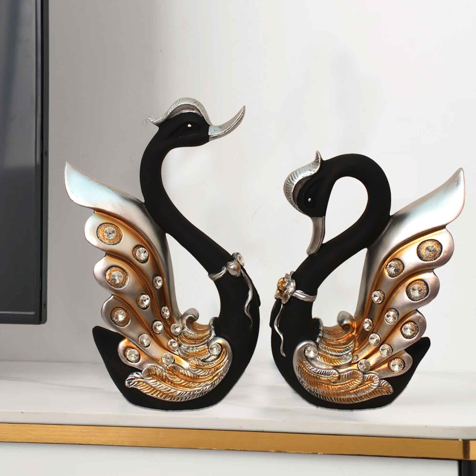 Handicrafted Swan Pair wedding anniversary gift Jewellery Decorated 30 cm G57GX1554KSMMZ