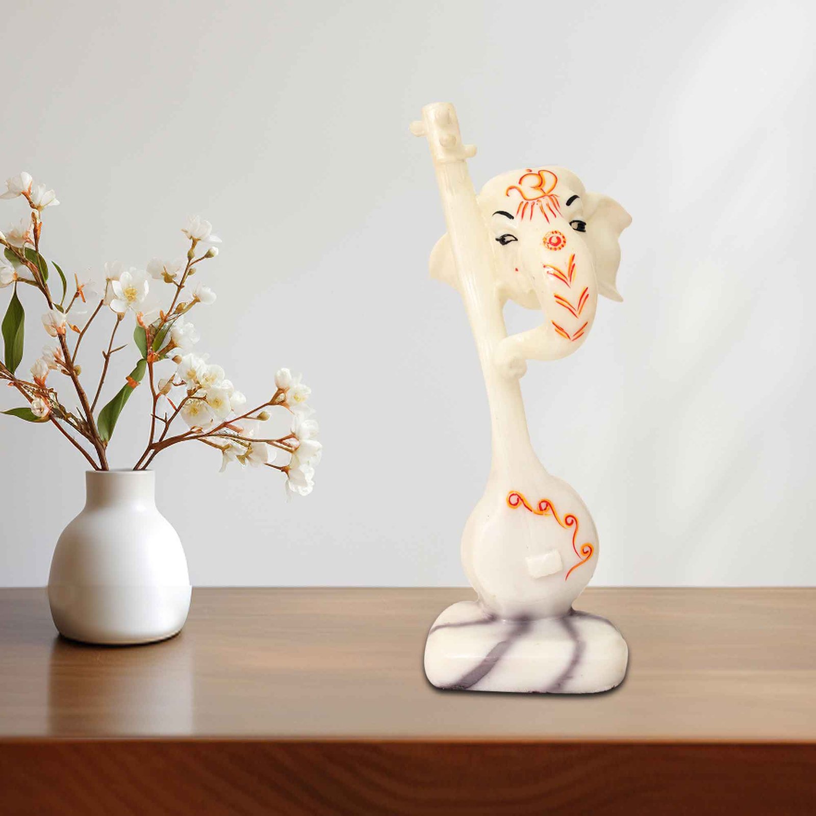 Veena Ganpati murti for living room Marble Look 33 cm G57GX1557WOCGX