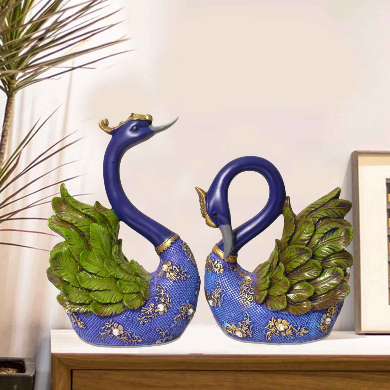 Handicrafted Swan Couple statue for gift Jewellery Decorated 28 cm G57GX1561NHNGZ