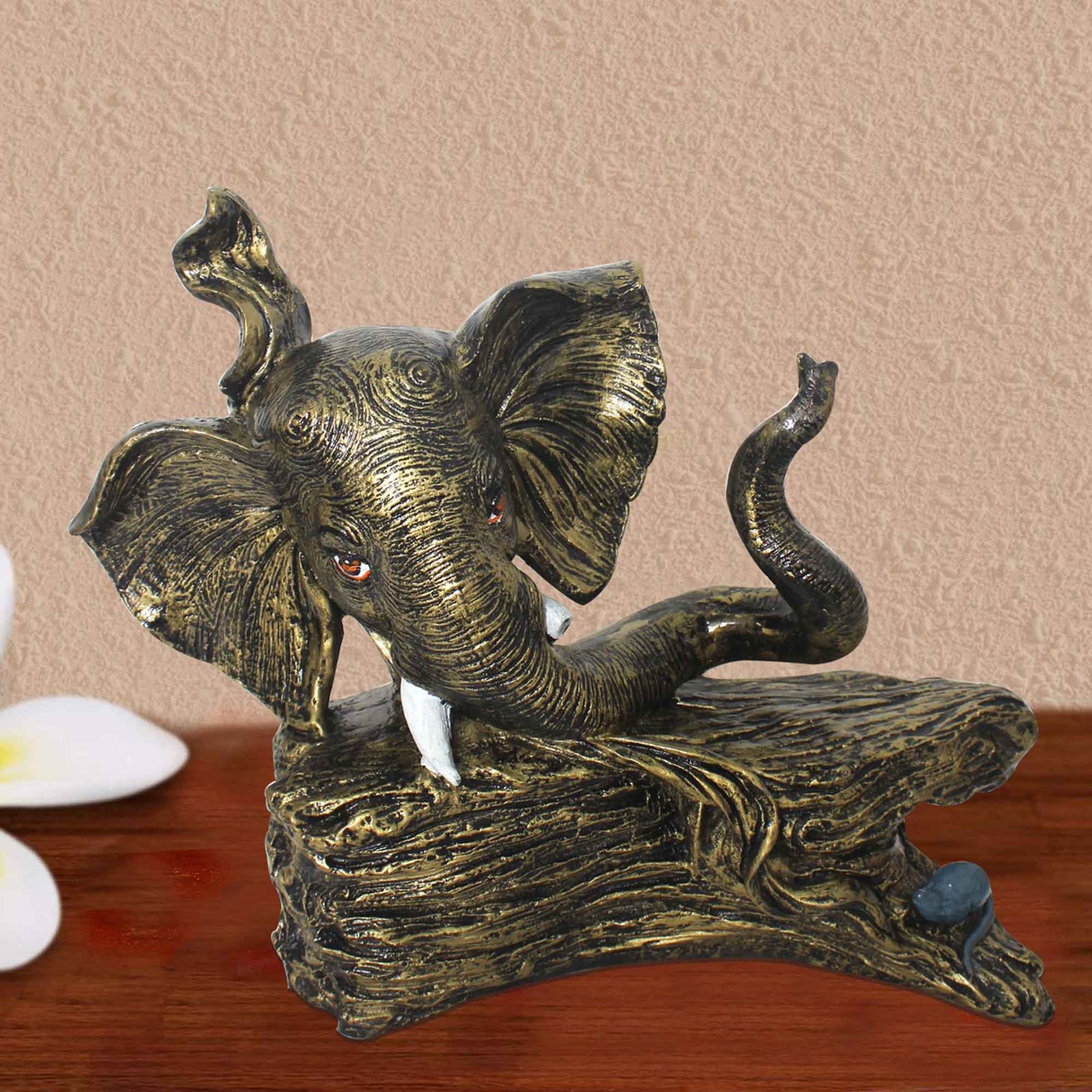Lord Tree Ganpati showpiece for tv unit Brass Antique Finish 32 cm G57GX1578BBAGX