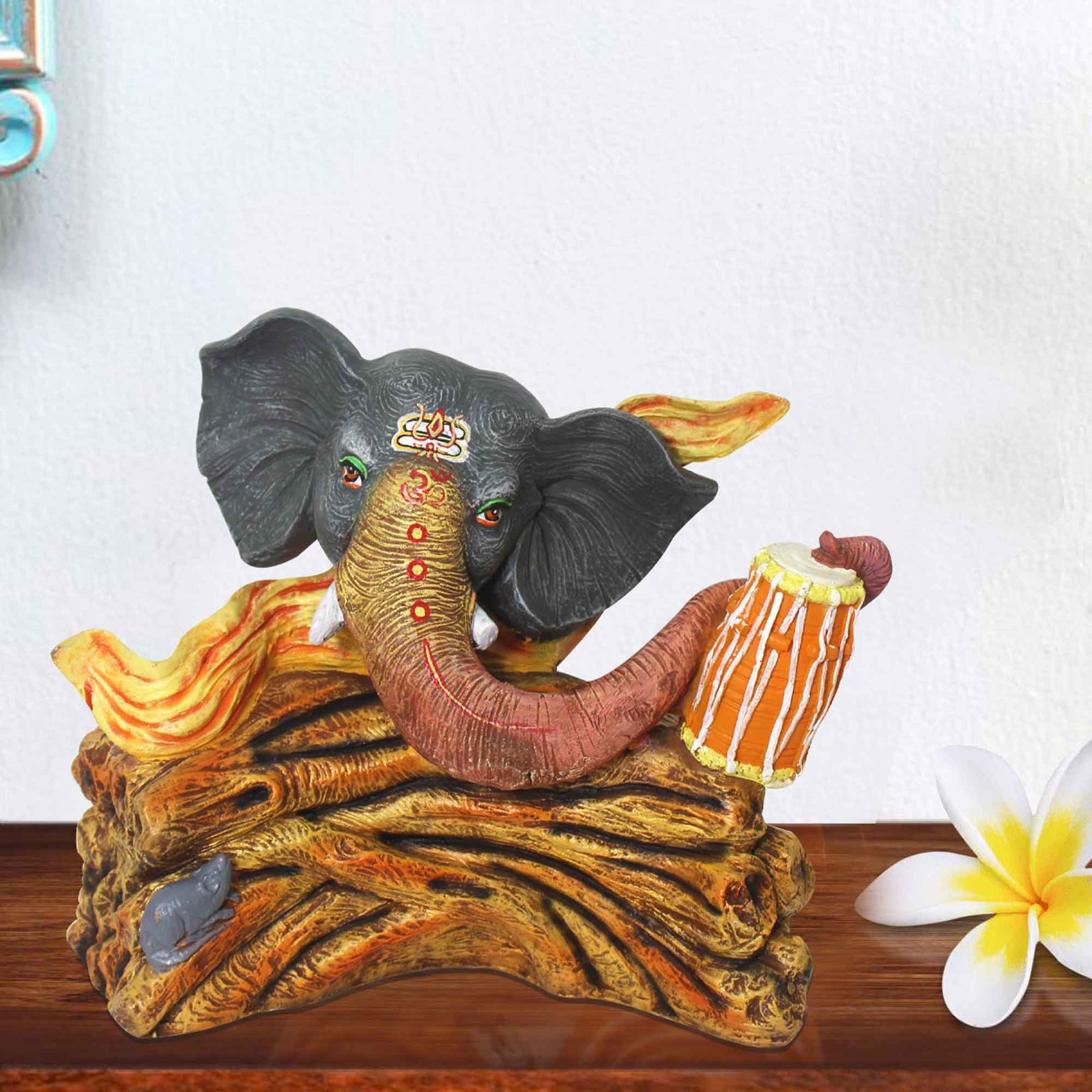 Dholak Ganpati idols for home Matte Finish 30 cm G57GX1585FMLMX