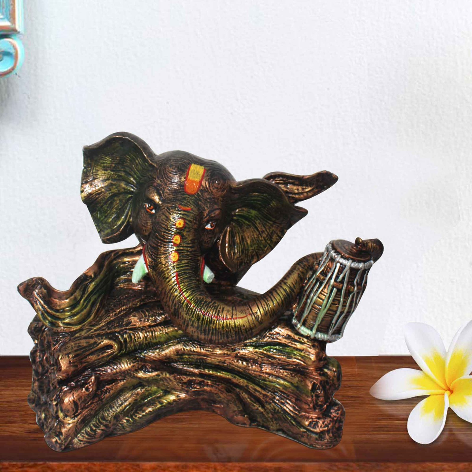 Dholak Ganpati sculpture for tv unit Antique Finish 30 cm G57GX1585GCAGX