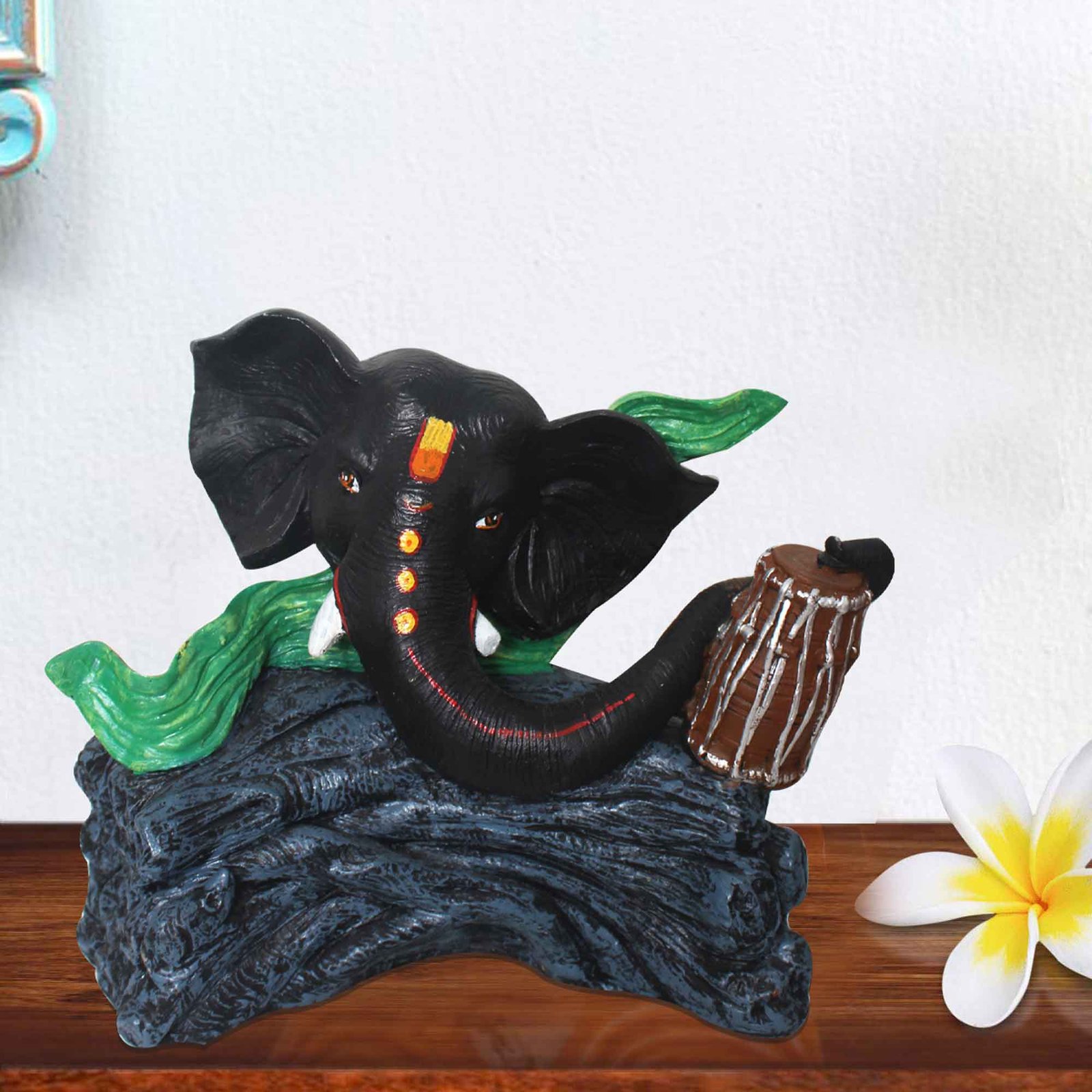 Dholak Ganpati idols for living room Matte Finish 30 cm G57GX1585KFLMX