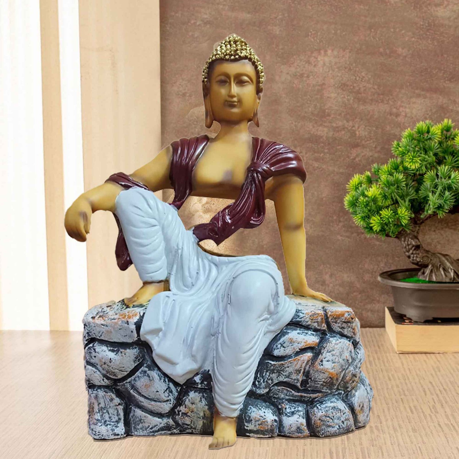 Pahad Buddha sculpture for home decoration Matte Finish 32 cm G57GX1587VMLMX
