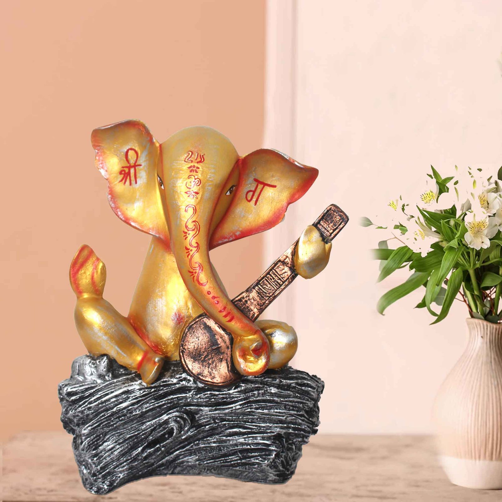 Lord Veena Ganesha figures for gift Pearl Finish 38 cm G57GX1591GSSGX