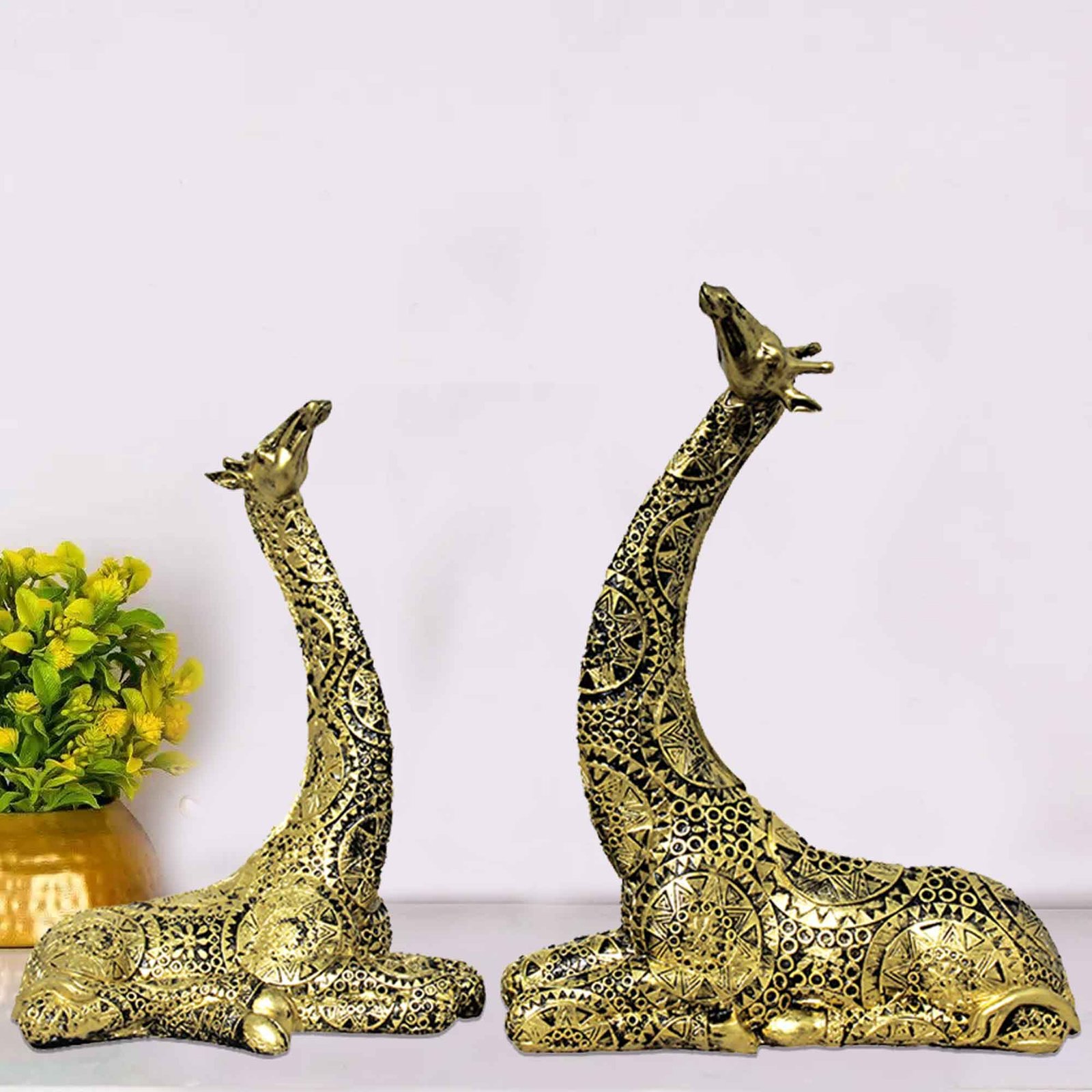 Giraffe Pair artifacts for living room Brass Antique Finish 30 cm G57GX1595BBNGX
