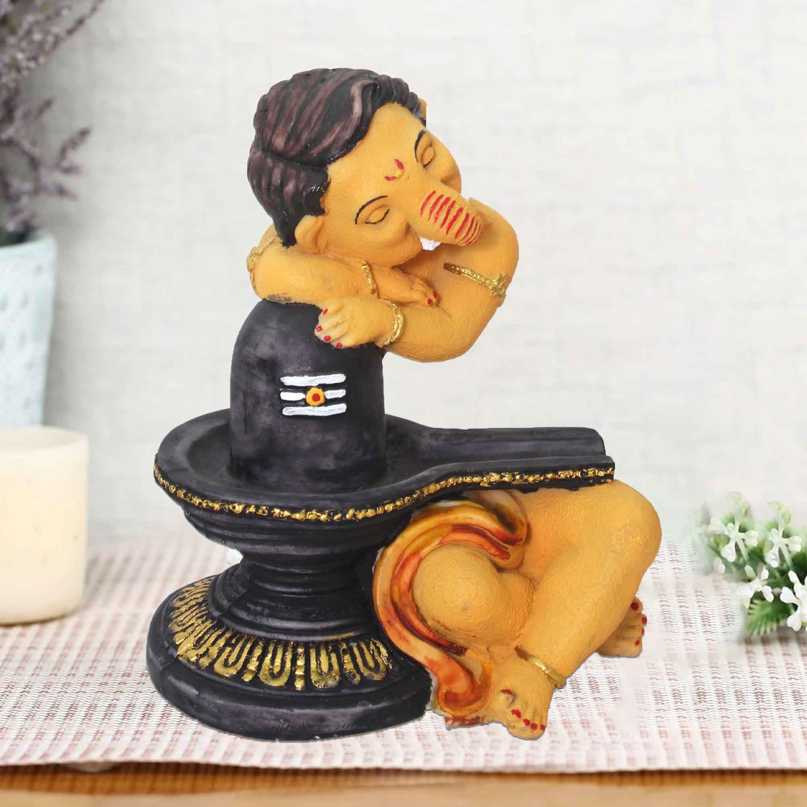 Lord Shivling Ganesha artifacts for living room Matte Finish 22 cm G57GX1598VFLMX