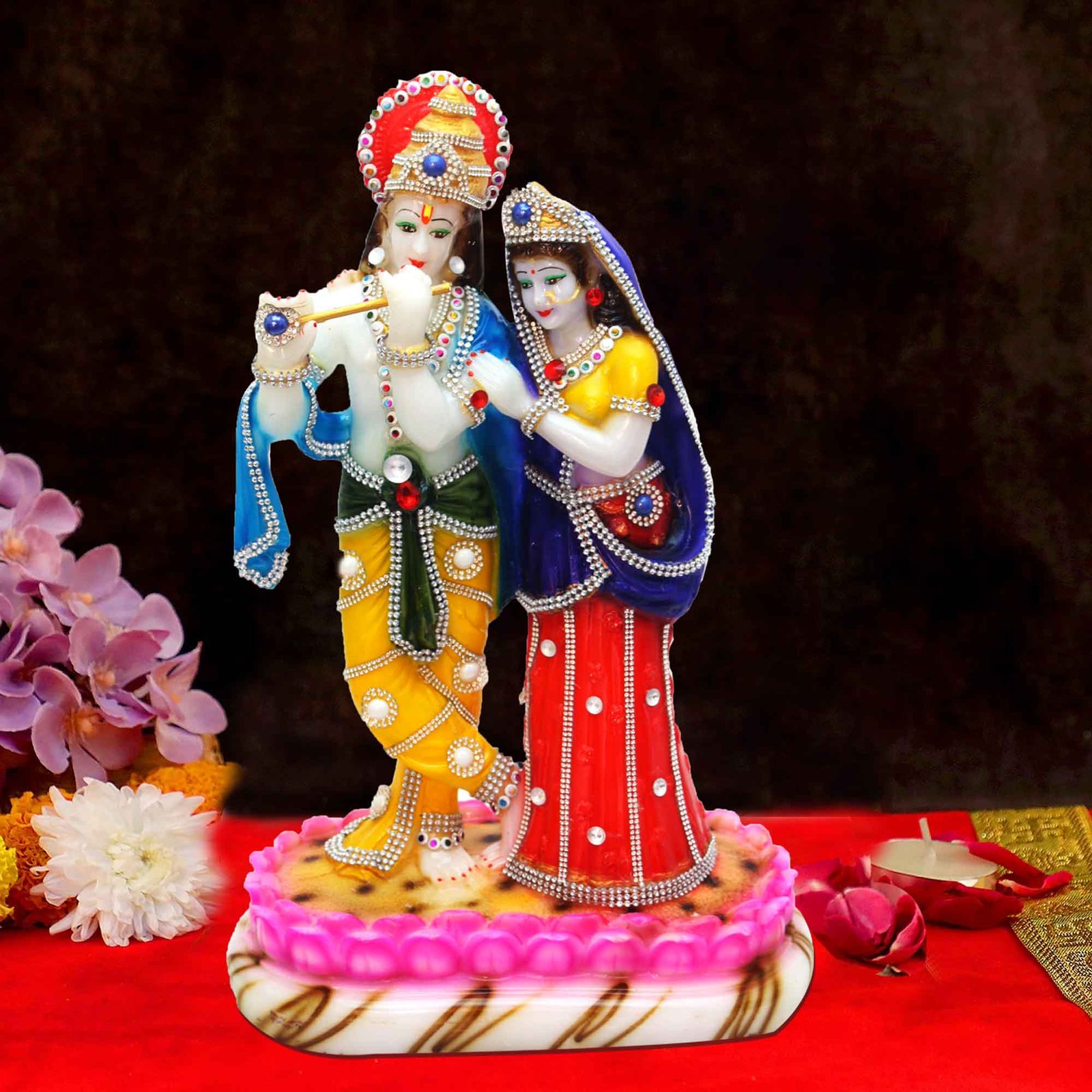 Handicraft Radha Krishna figures for living room Marble Look Jewellery Decorated 42 cm G57GX1600WMCGZ