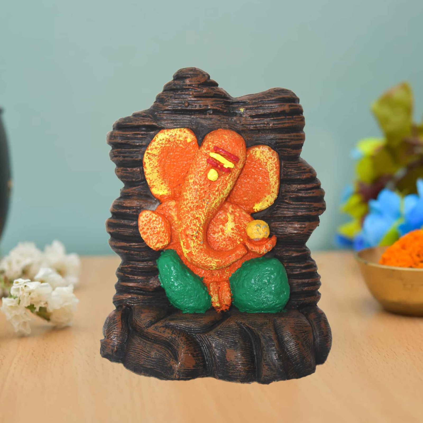 Artistic Ganpati murti for gift Multi Look 20 cm G57GX1629AOMMX