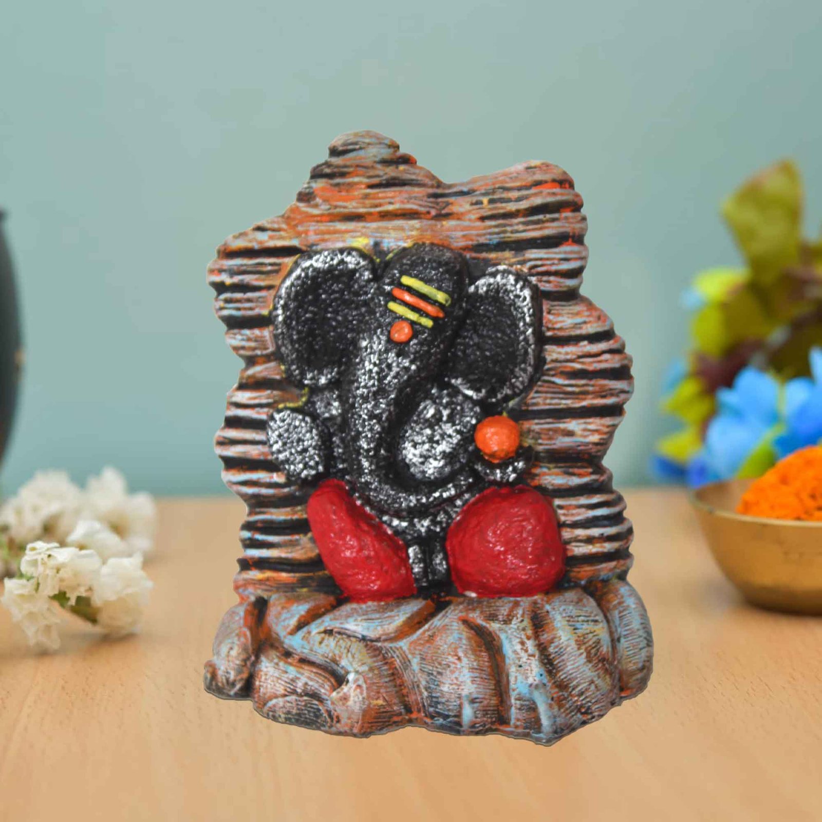 Artistic Ganpati murti for gift Multi Look 20 cm G57GX1629MKMMX