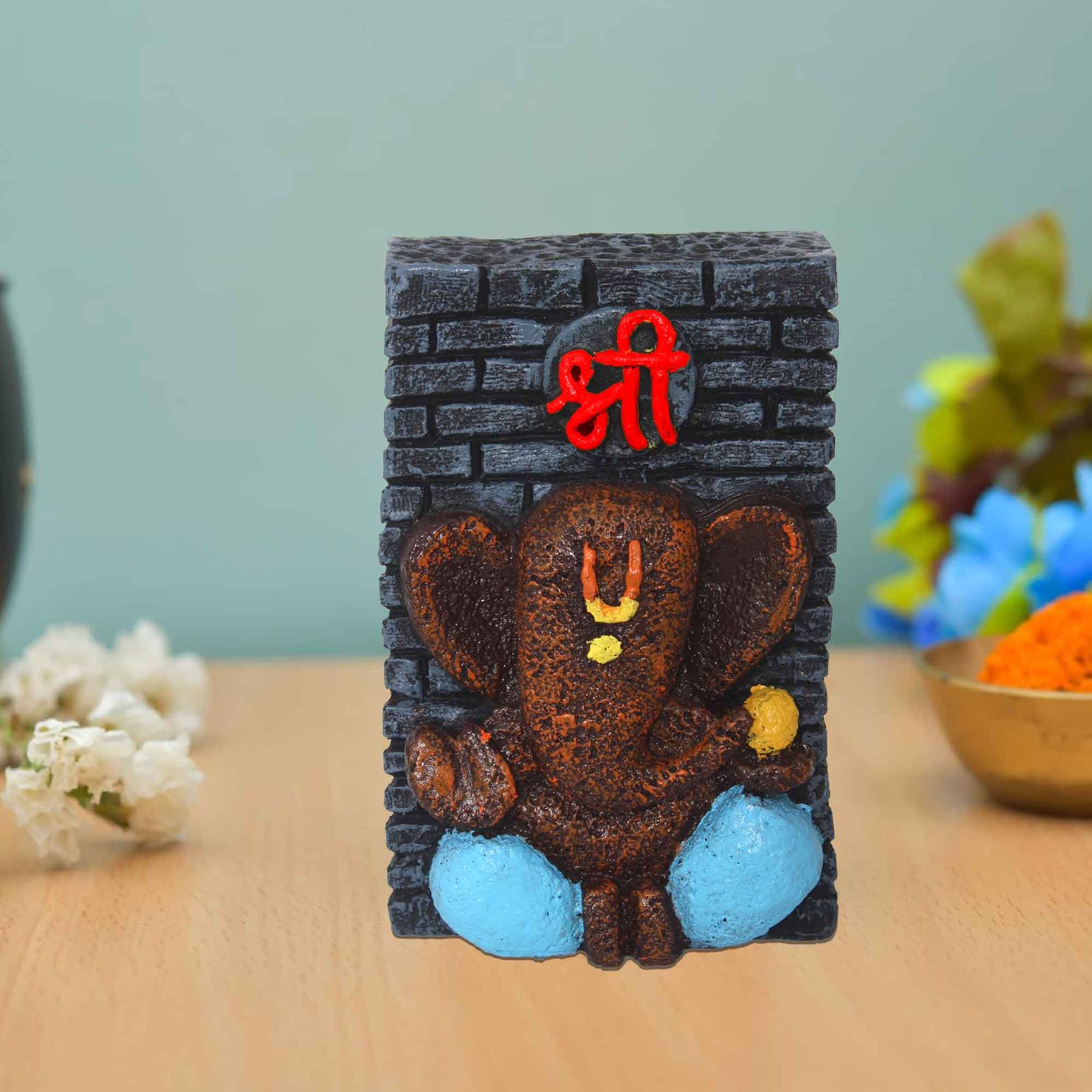 Lord Ganpati gift items for home decor Multi Look 18 cm G57GX1633FAMMX