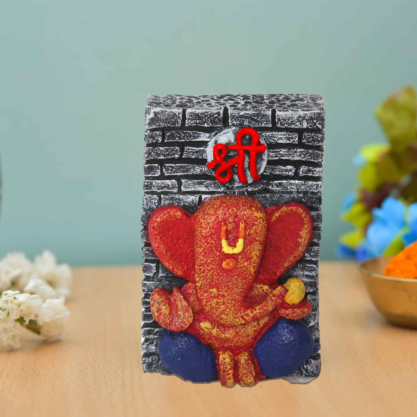 Lord Ganpati showpiece items for gift Multi Look 18 cm G57GX1633SOMMX