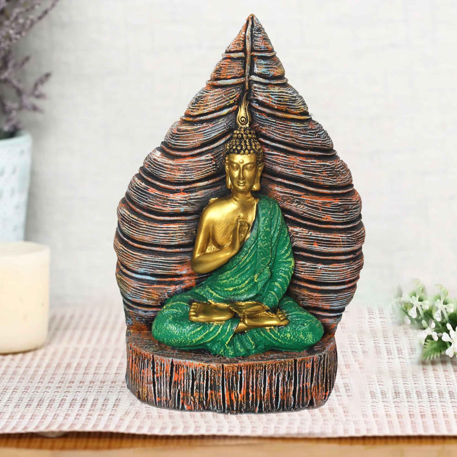 Patta Gautam Buddha showpiece for home decor living room Pearl Finish 36 cm G57GX1636HMSMX