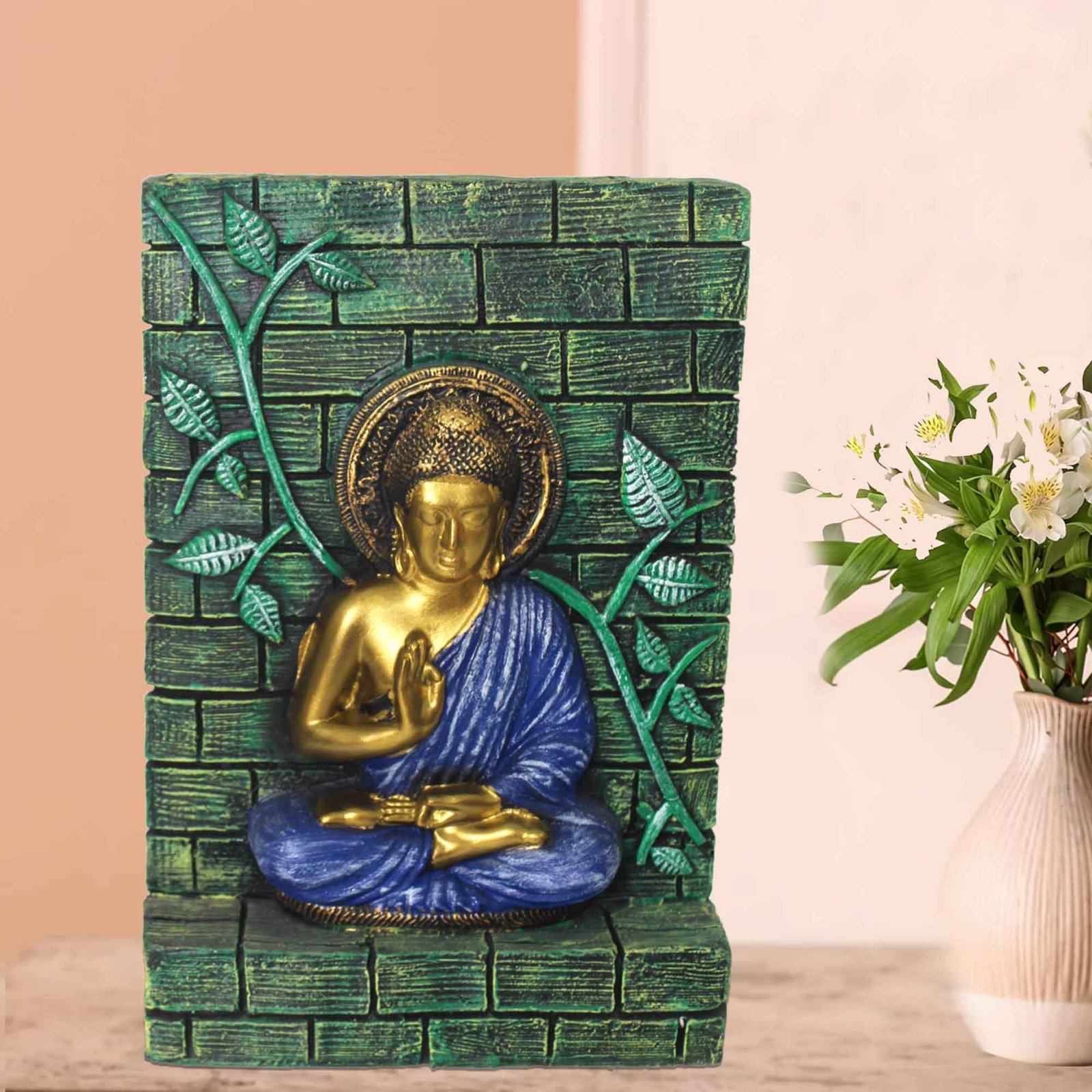 Handicraft Blessing Buddha showpiece for tv unit Pearl Finish 30 cm G57GX1637NHSMX