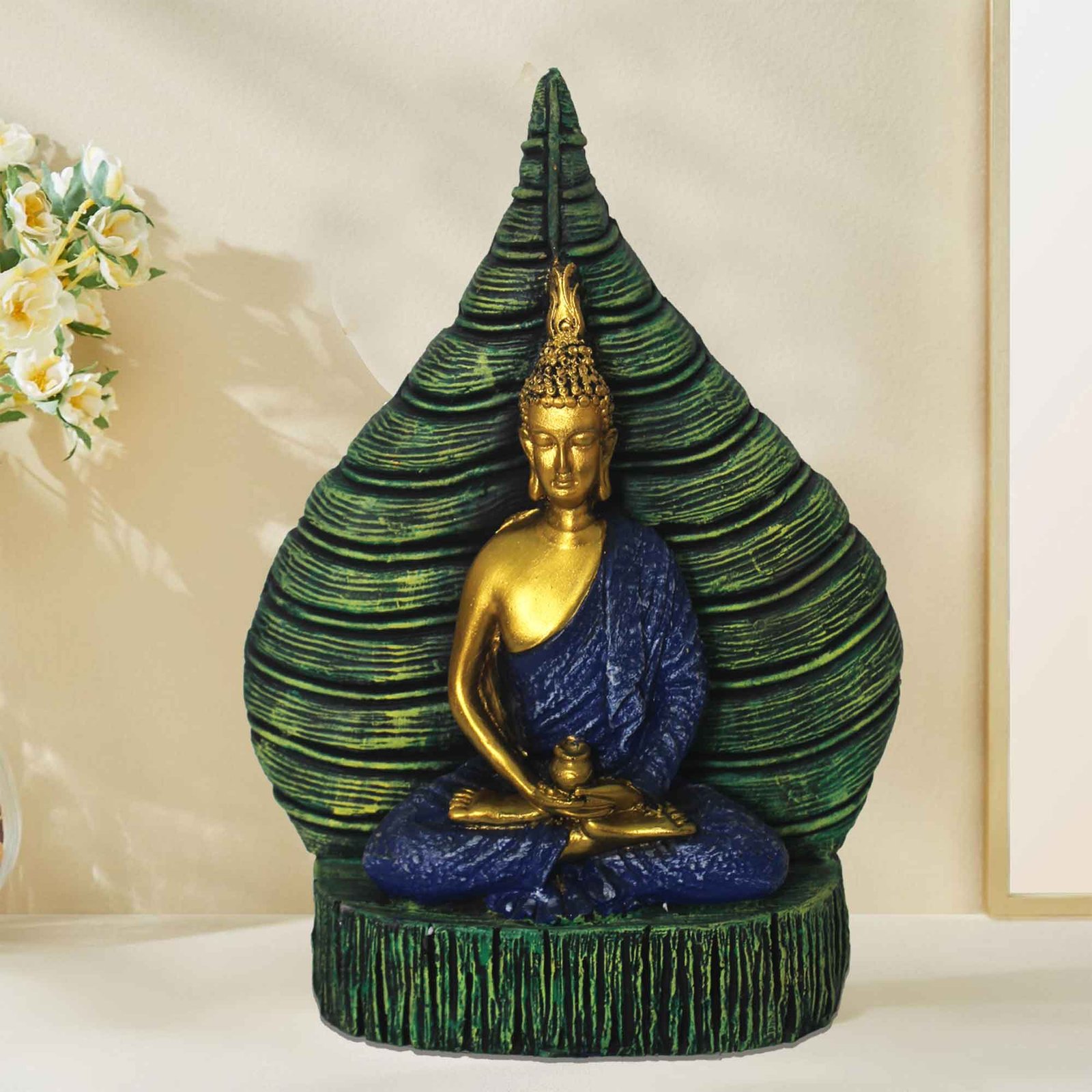 Handicraft Meditating Buddha artifacts for gifts Pearl Finish 30 cm G57GX1638NHSMX
