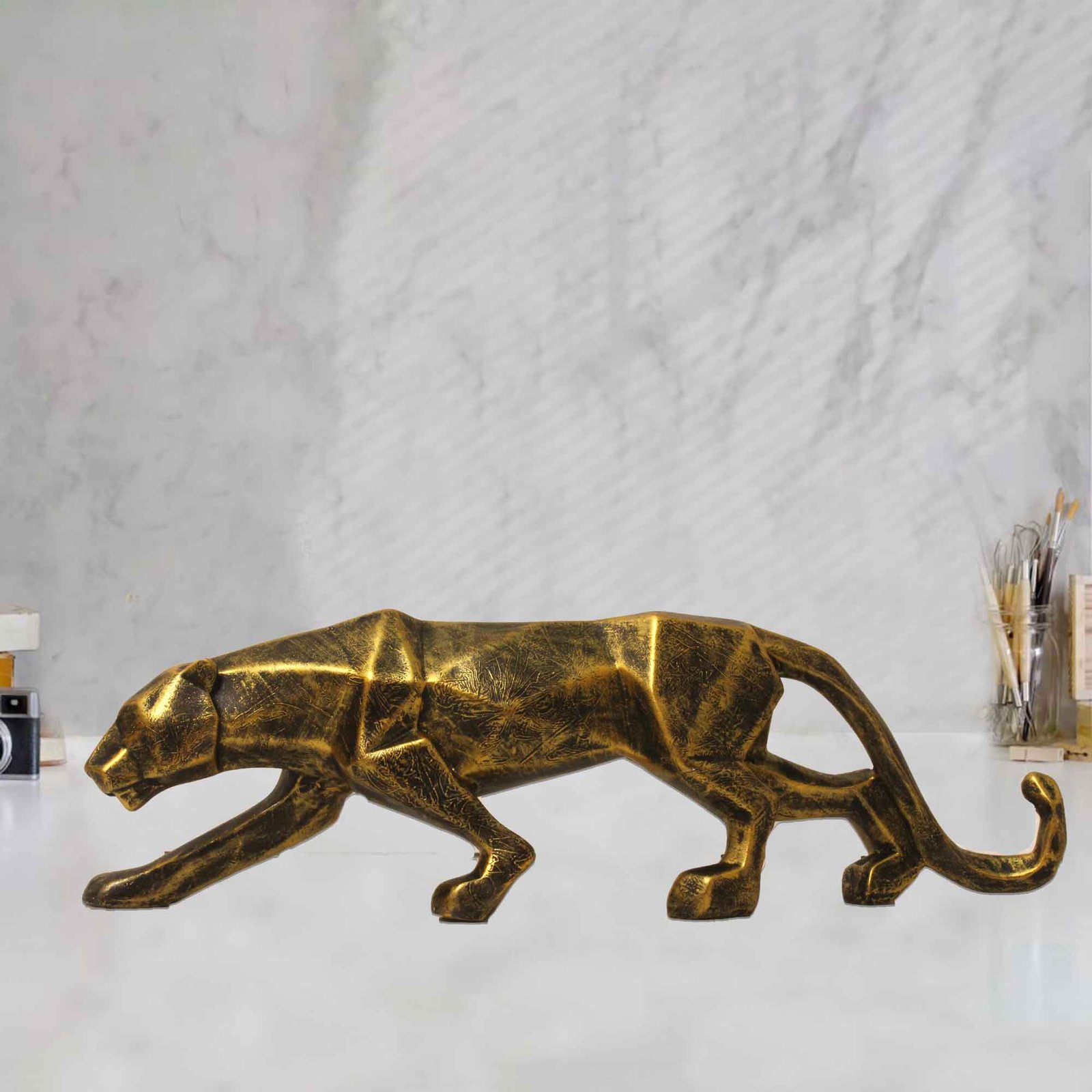 Polyresin Panther statue for bedroom Antique Finish 14 cm G57GX1647GGAMX
