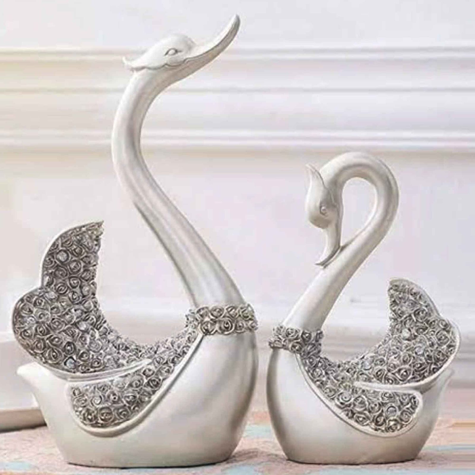 Fengshui Swan Pair showpiece for tv unit Jewellery Decorated 27 cm G57GX1655WSNGZ