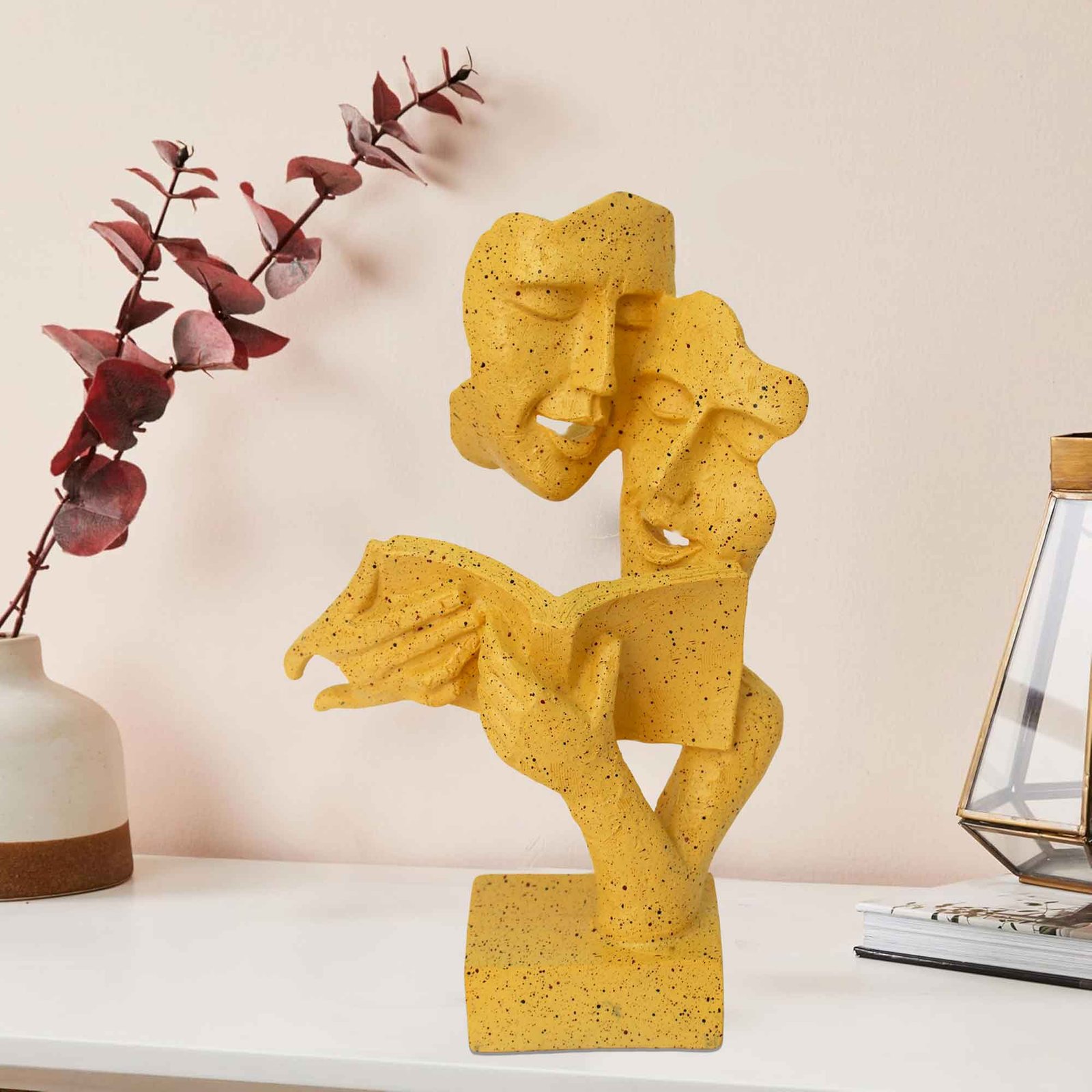 Reading Book Couple gift items for home decor Dotted Matte Finish 30 cm G57GX1660YYDMX