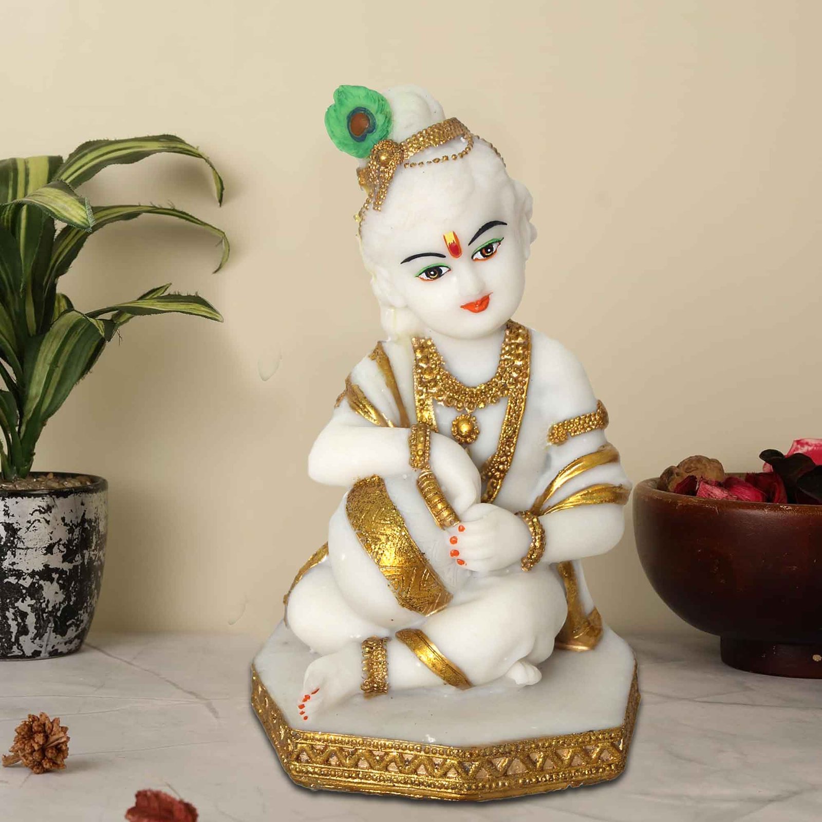 Laddu Gopal murti for mandir Marble Look 18 cm G57GX1665WGCMX