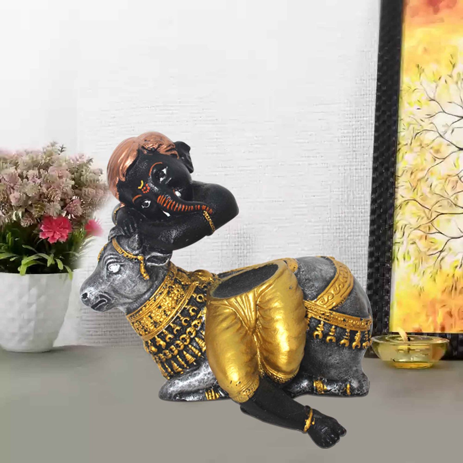Lord Nandi Ganesha artifacts for living room Antique Finish 20 cm G57GX1666CSAMX