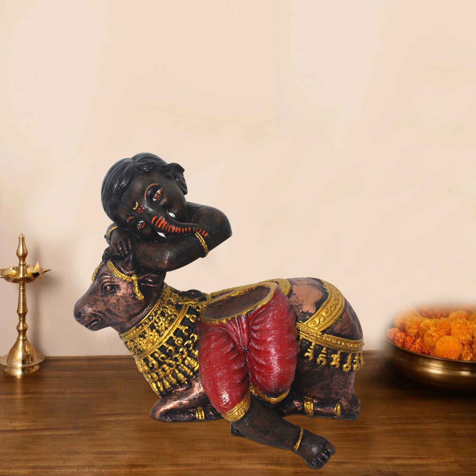 Lord Nandi Ganesha artifacts for gifts Antique Finish 20 cm G57GX1666KCAMX
