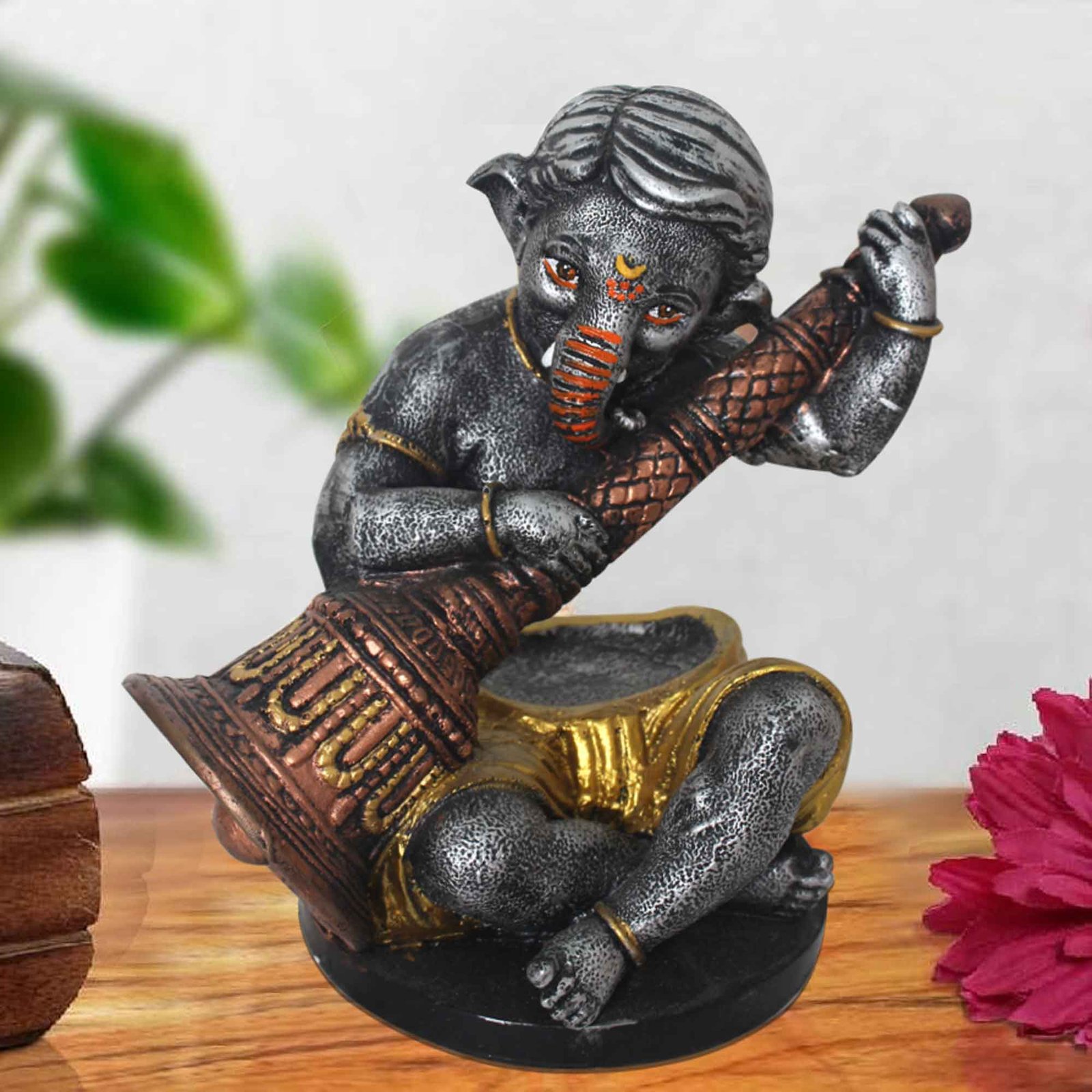 Ghanti Ganesha murti for living room Antique Finish 23 cm G57GX1667SCAGX