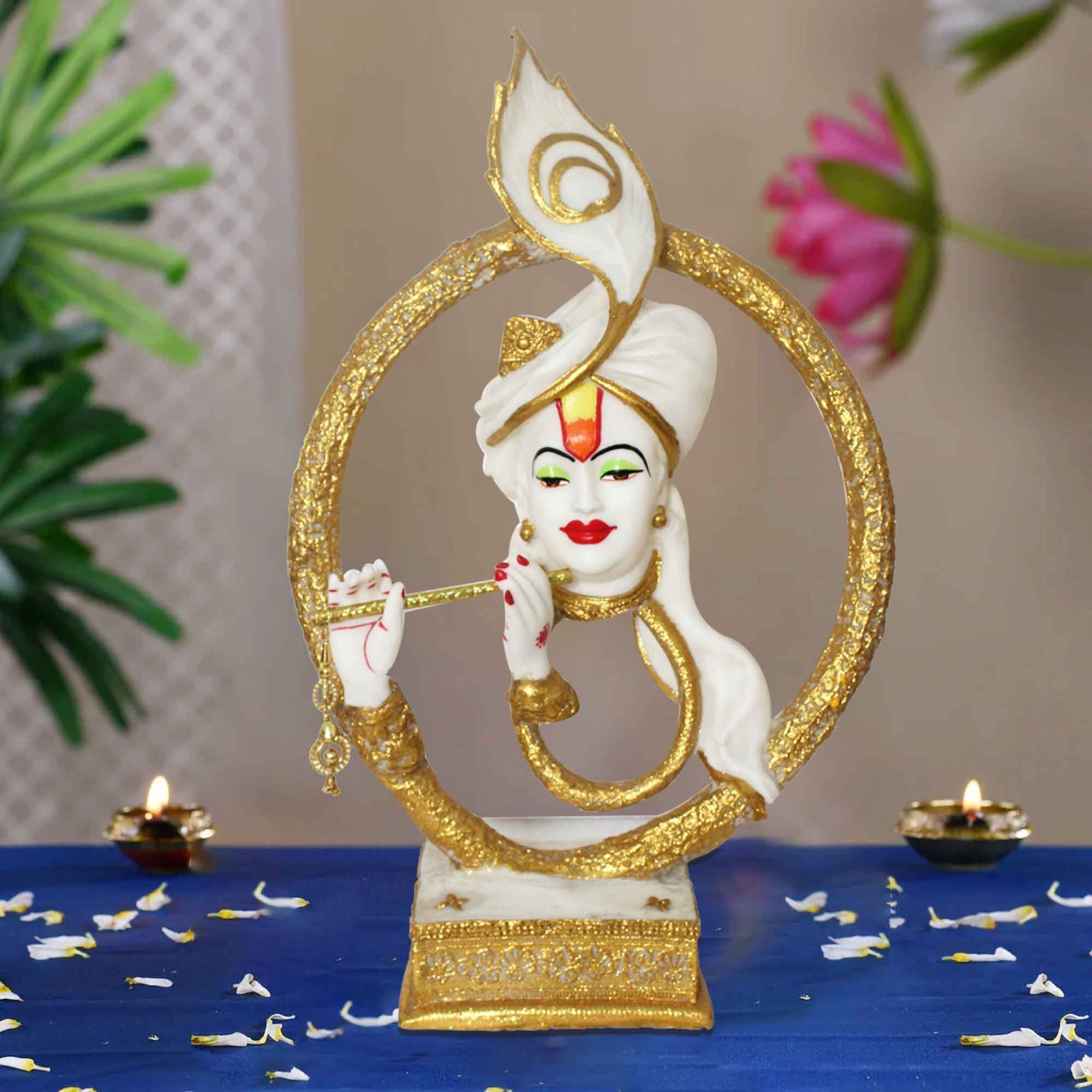 Ring Krishna wedding anniversary gift Marble Look 55 cm G57GX1671WGCMX