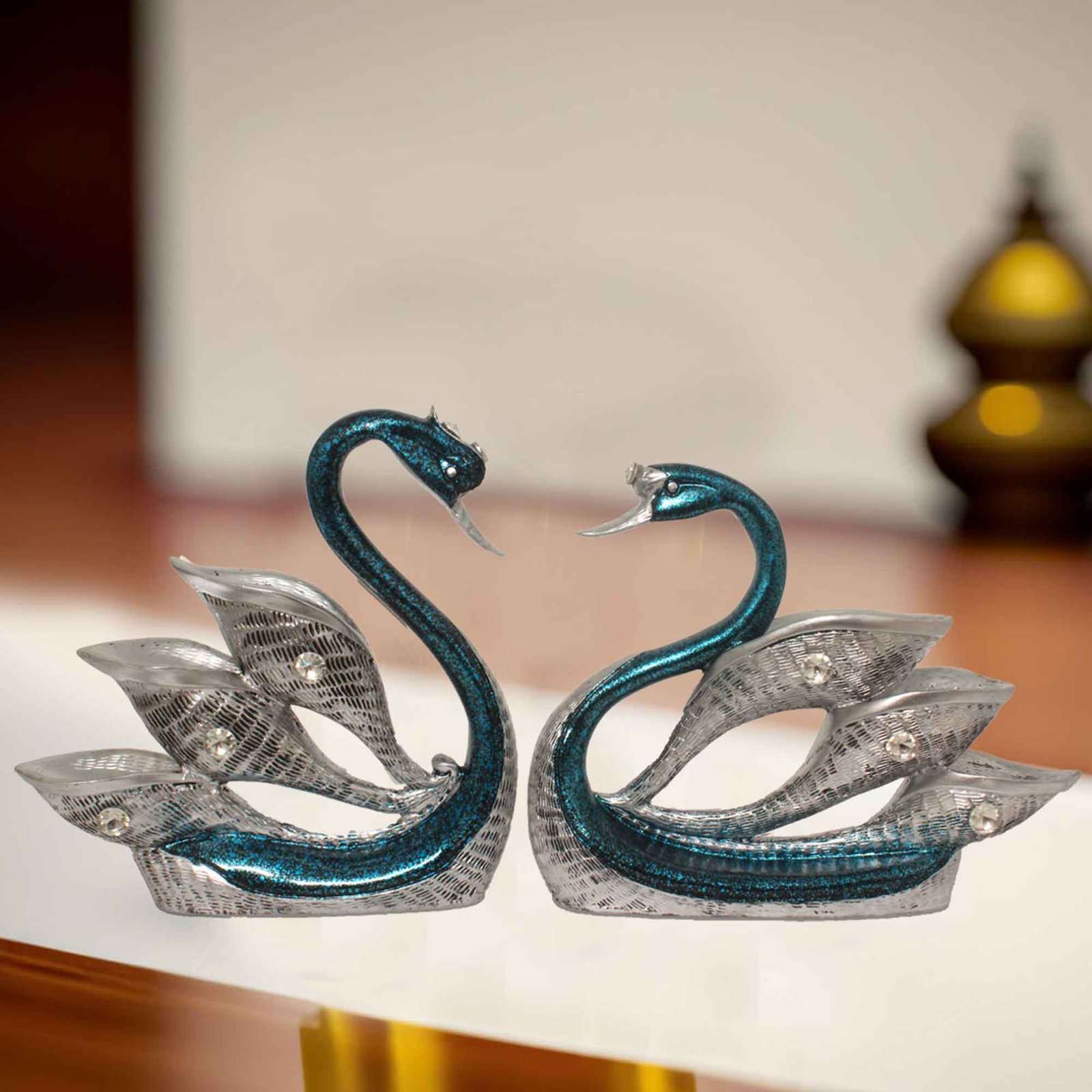 Fengshui Swan Couple showpiece for home decor living room Jewellery Decorated 25 cm G57GX1679NSDGZ