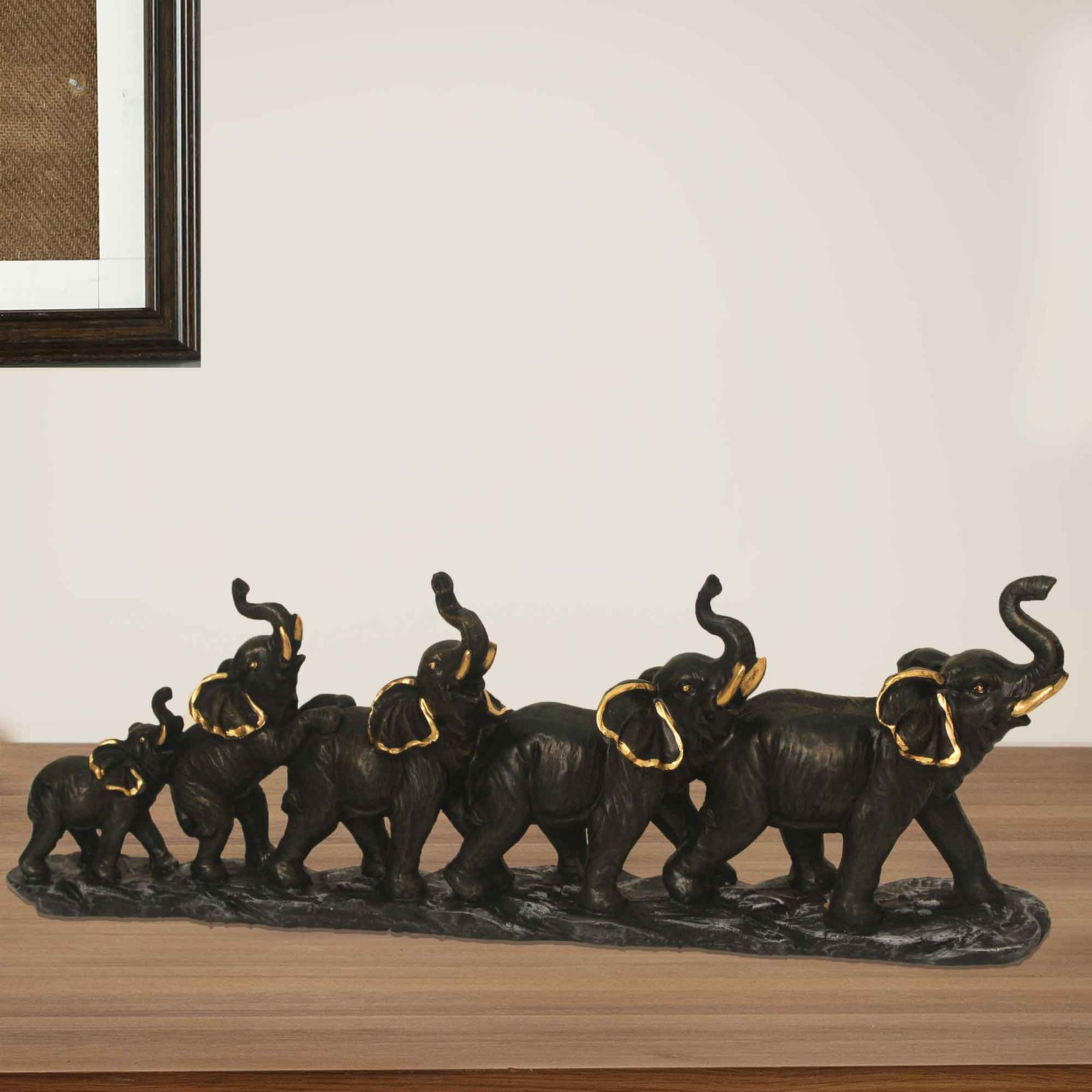 Polyresin Elephant Family statue for gift Antique Finish 18 cm G57GX1680HSAMX