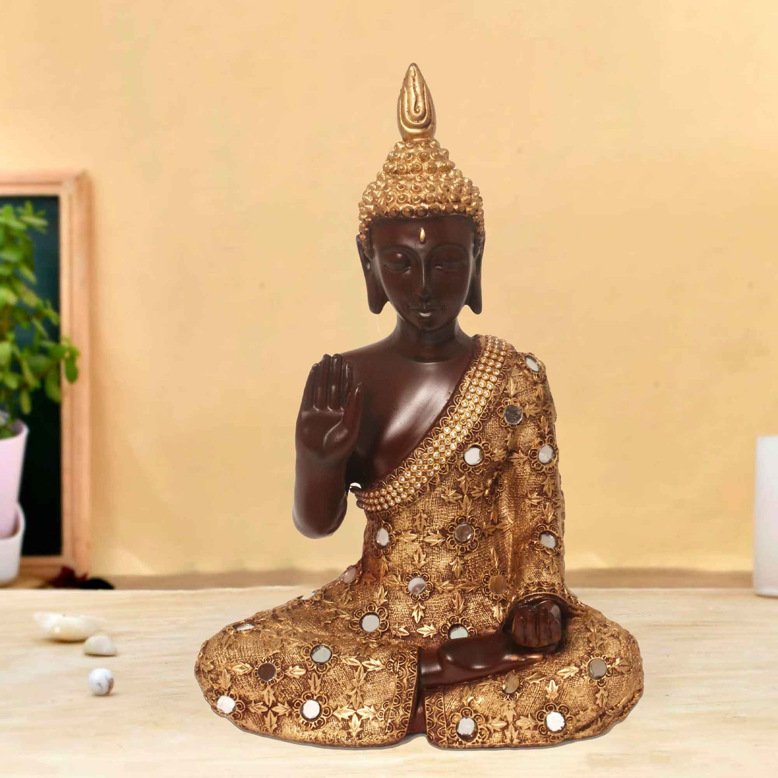 Aashirwad Buddha murti for home decoration Jewellery Decorated 28 cm G57GX1687AGNMZ