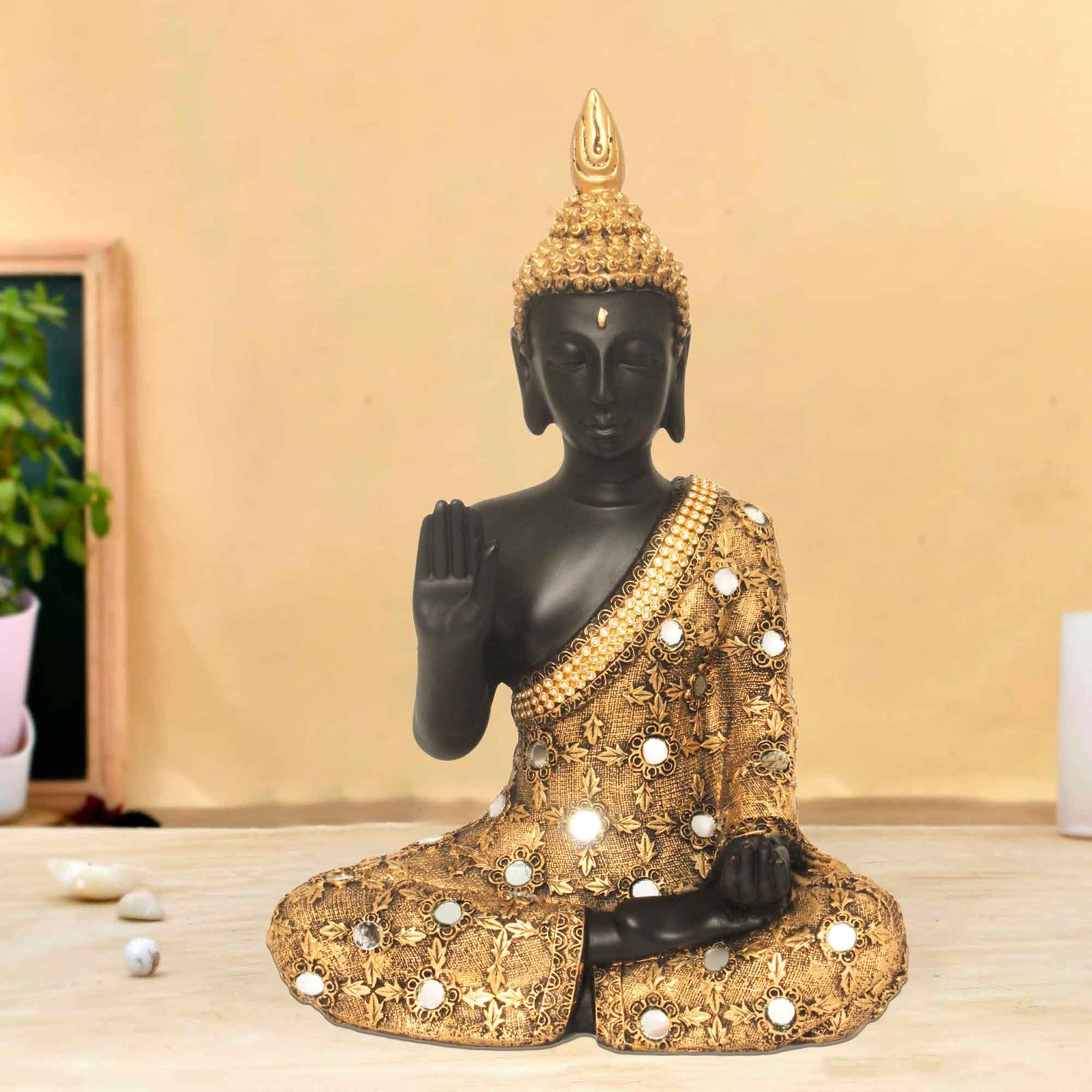 Aashirwad Buddha murti for gift Jewellery Decorated 28 cm G57GX1687KGNMZ