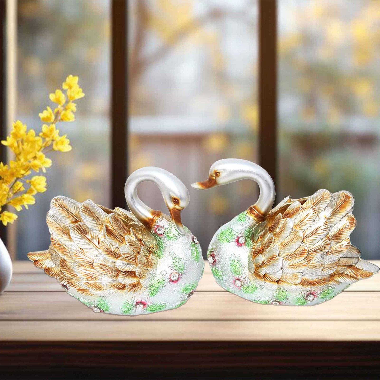 Handicraft Swan Pair fengshui items for home decor Jewellery Decorated 17 cm G57GX1689SGMGZ