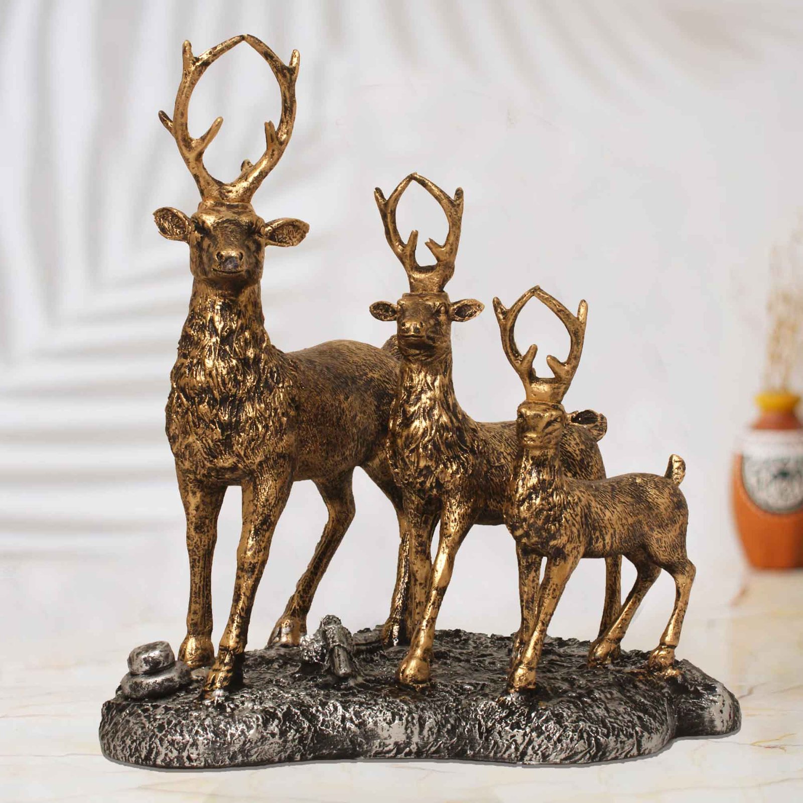 Deer Family sculpture for tv unit Gloss Finish 38 cm G57GX1695GSNGX