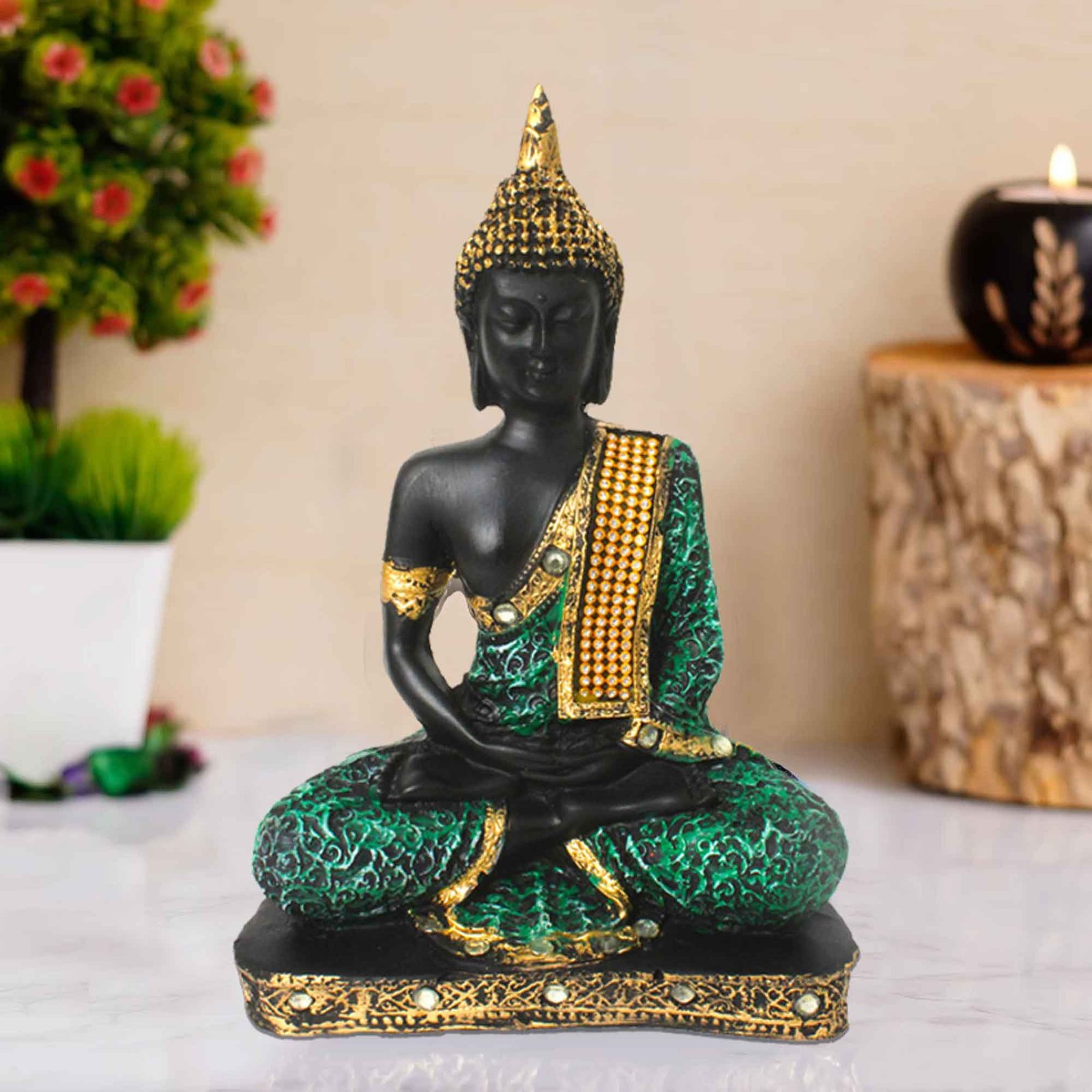 Samadhi Gautam Buddha murti for gift Jewellery Decorated 23 cm G57GX1698KHNMZ