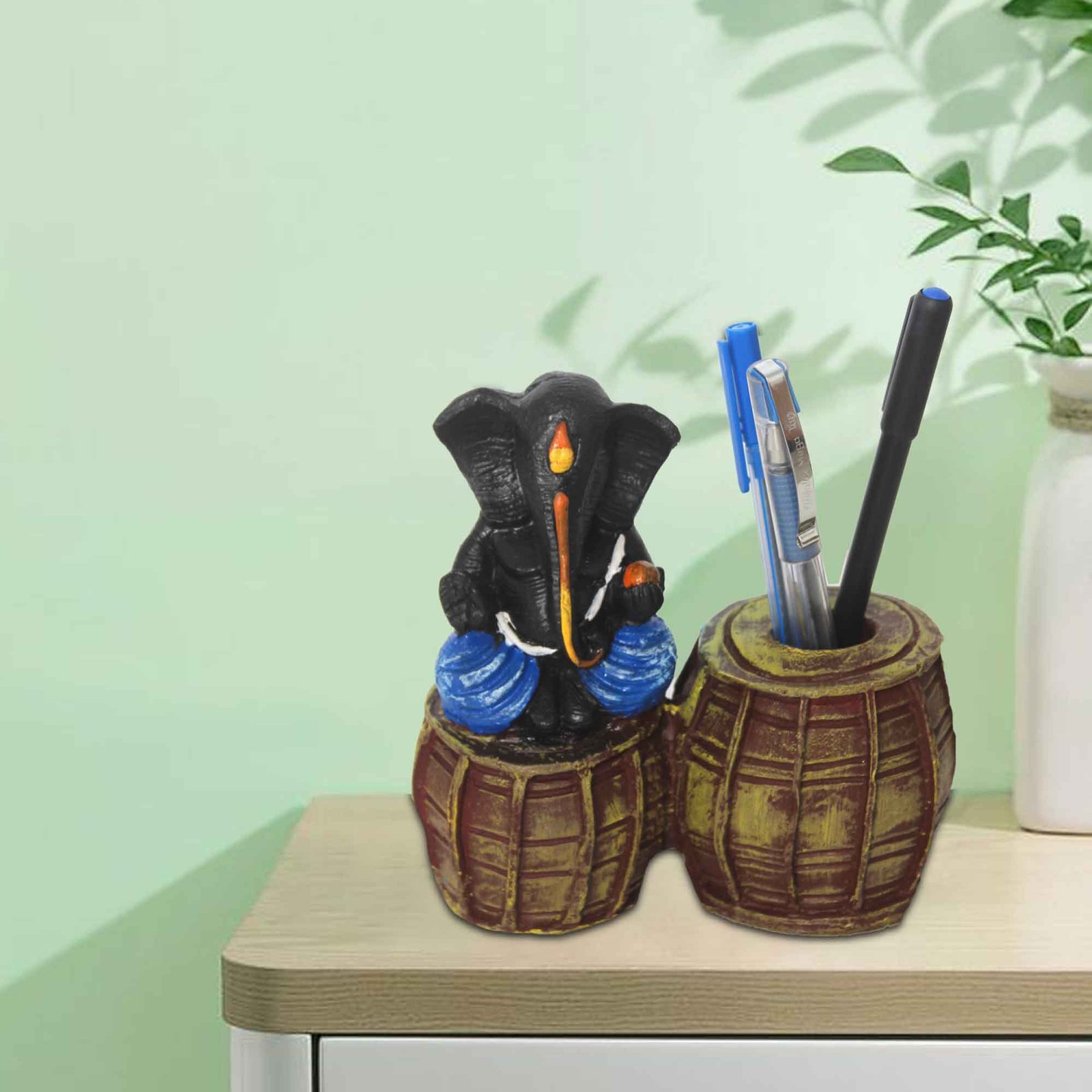 Ganesha Pen Holder artifacts for home decor Multi Look 15 cm G57GX1718KAMMX