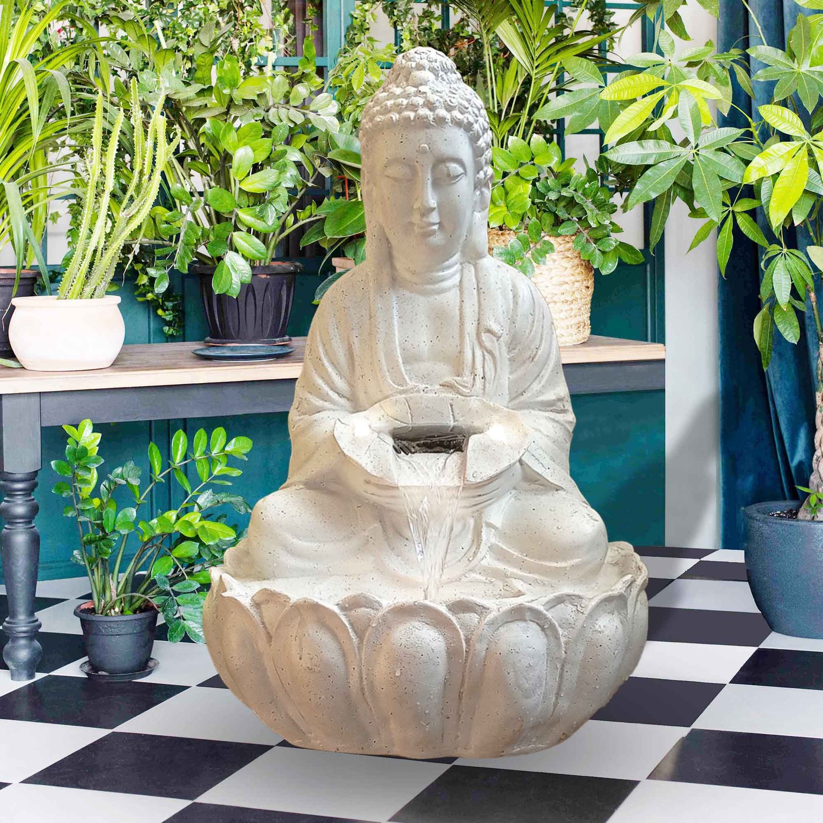 Lotus Buddha big water fountain Sandstone finish with Lights 84 cm G57GX2503WWDMX