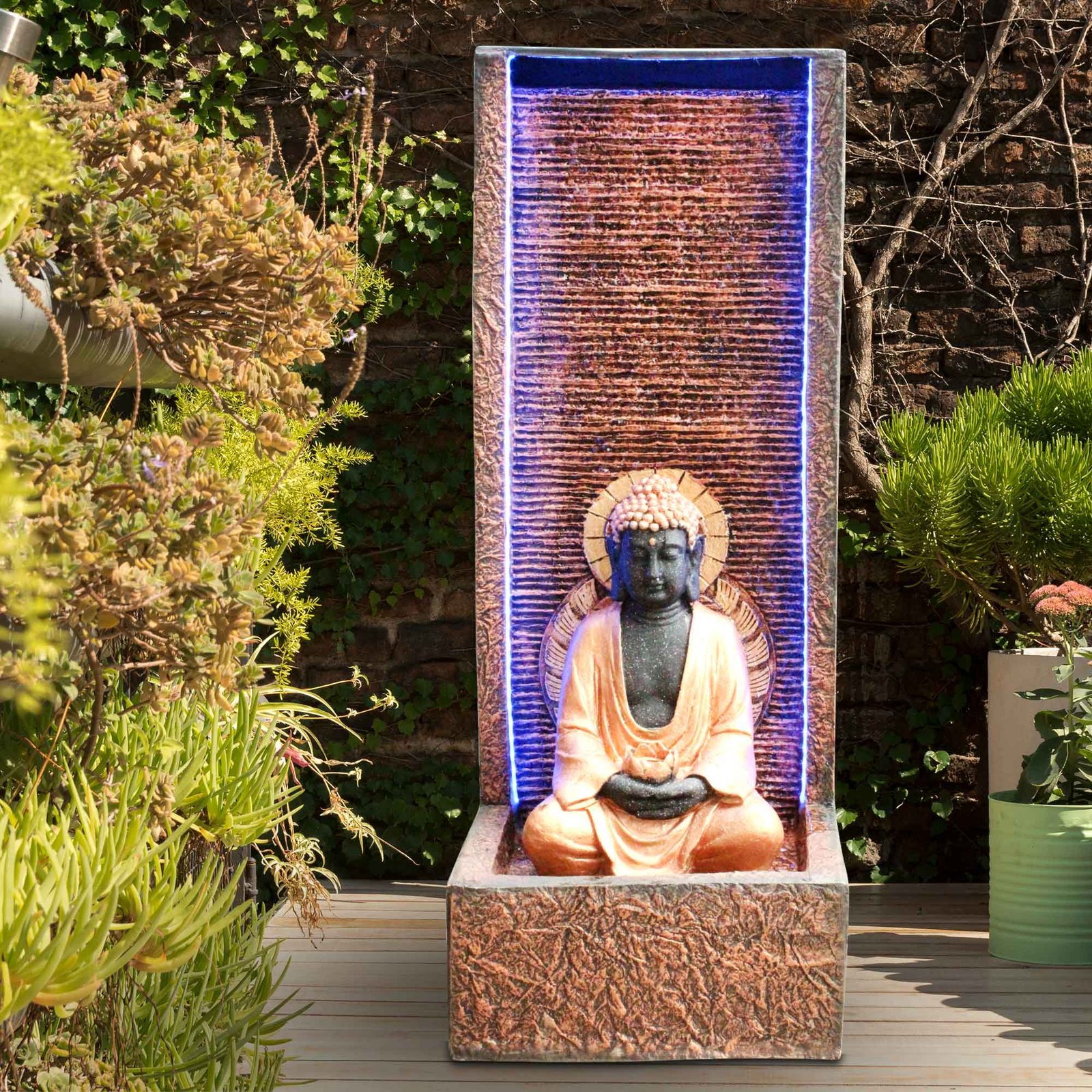 Handicraft Buddha big fountain for home decor waterfall Antique metallic finish with Lights 91 cm G57GX2513CGAGX-320